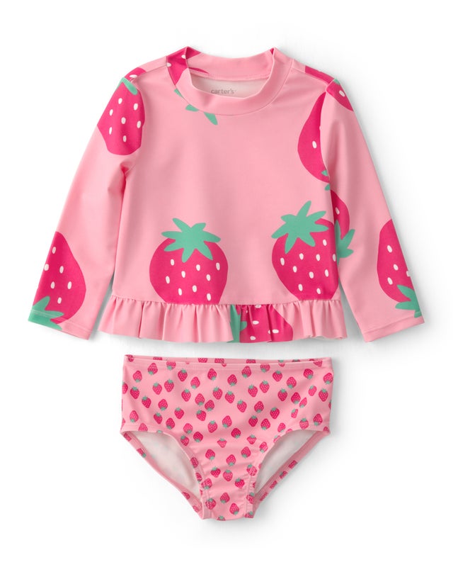Carter's Baby Girls 2-Piece Strawberry Rashguard Swimsuit Set - Pink