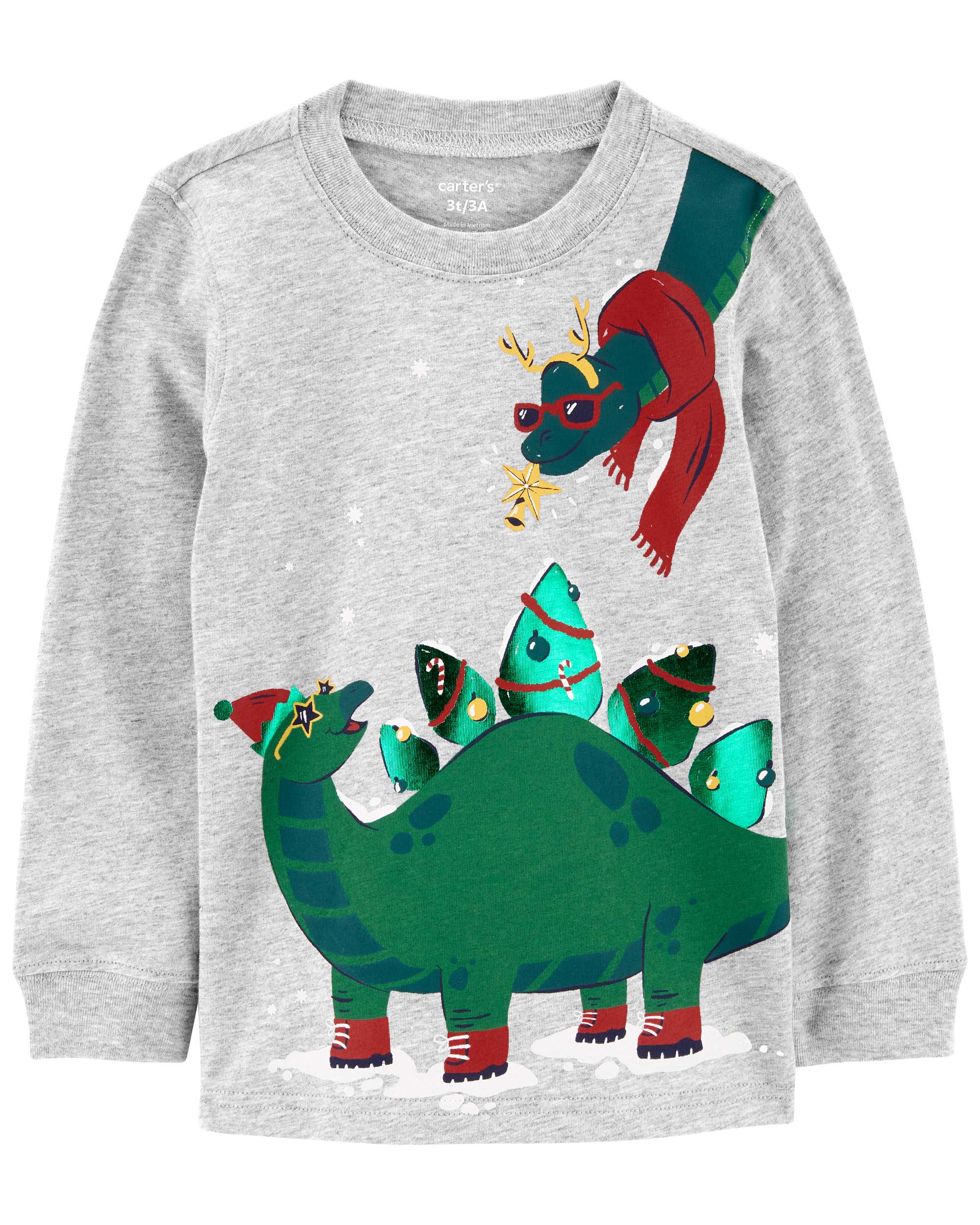 Carter's Tee Grey Xmas Dino Tee