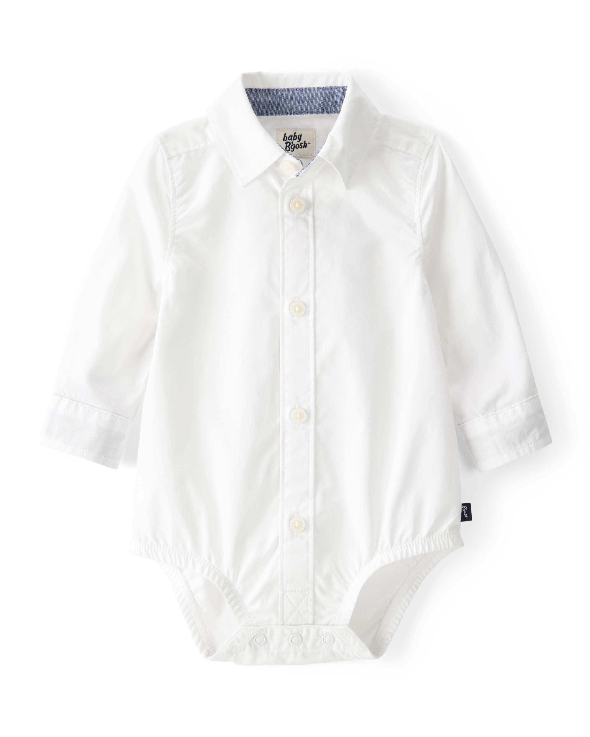OSHKOSH Baby Button-Front Long Sleeve Bodysuit - White