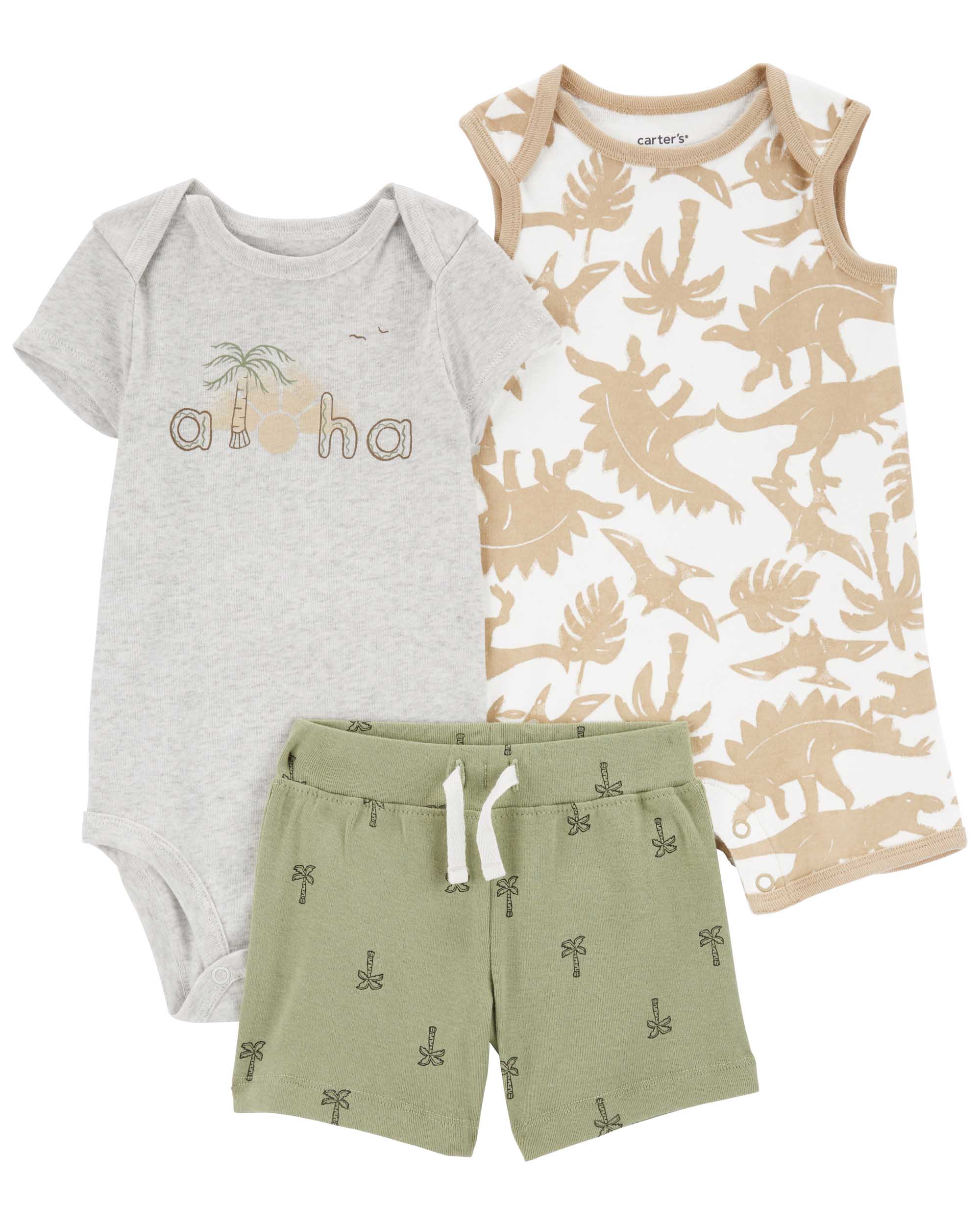 Carter's 3-Piece Dino Bodysuit and Shorts Set