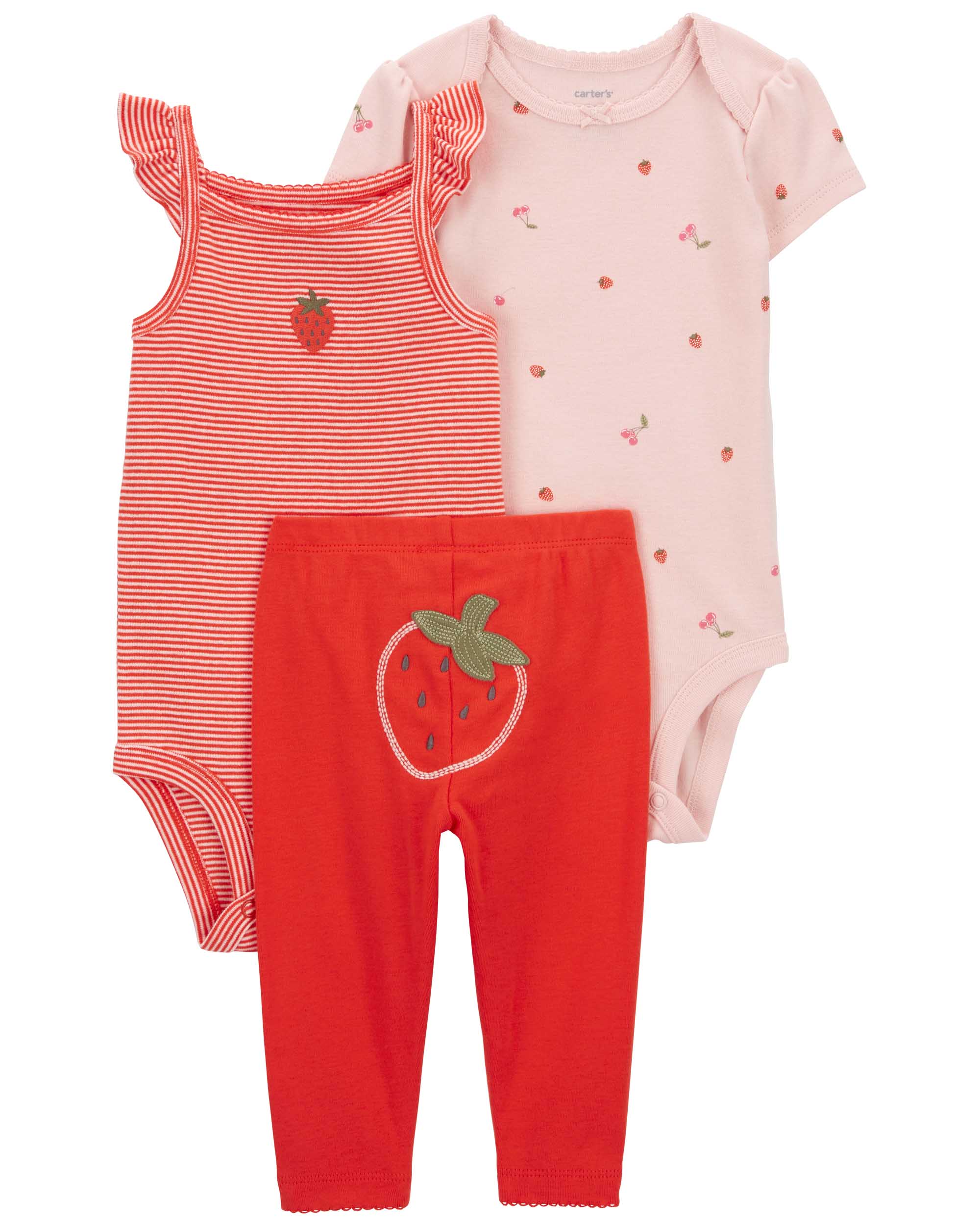 Carter's 3-Piece Strawberry Print Little Character Set