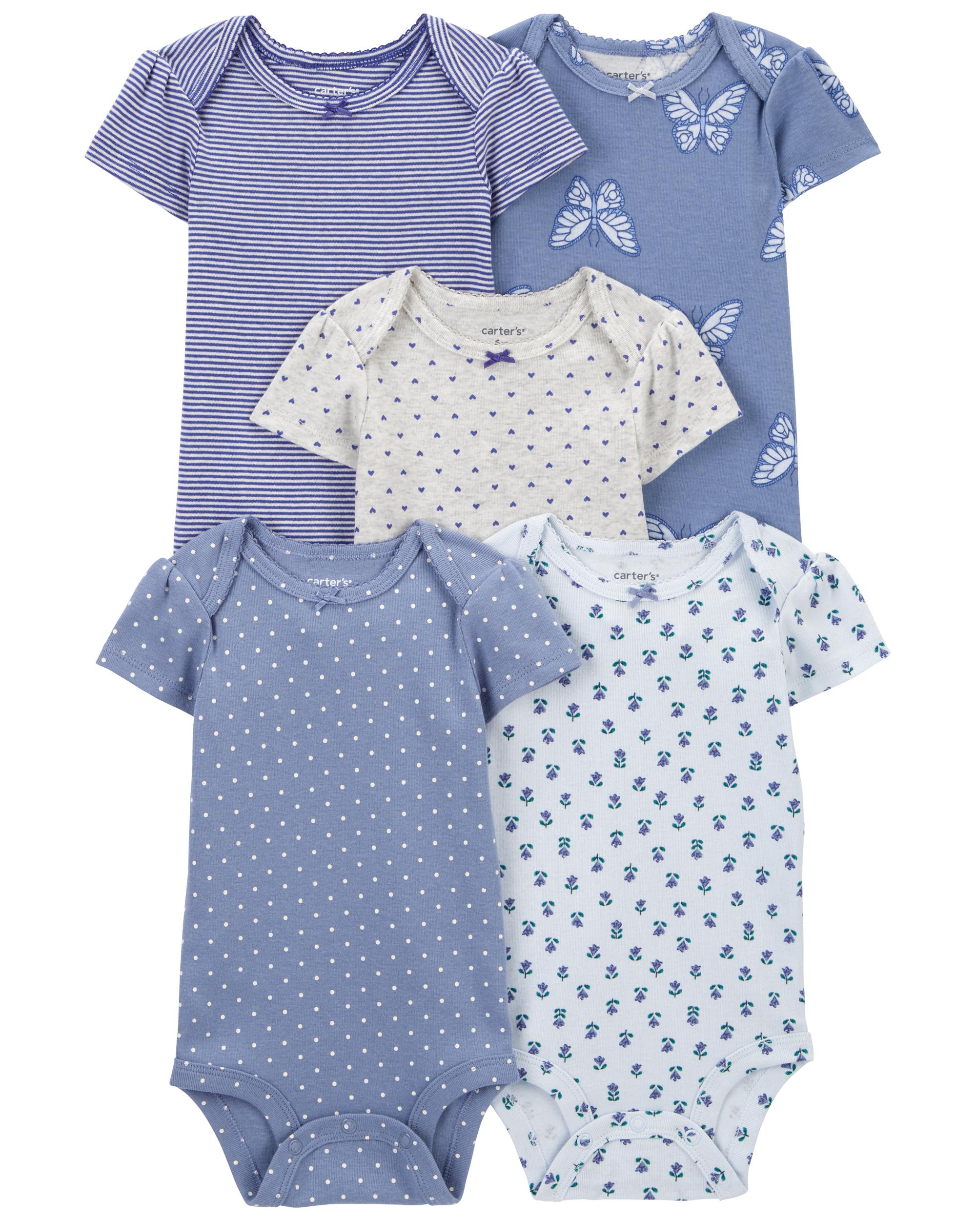Carter's 5-Piece Striped and Butterfly Printed Bodysuit Pack
