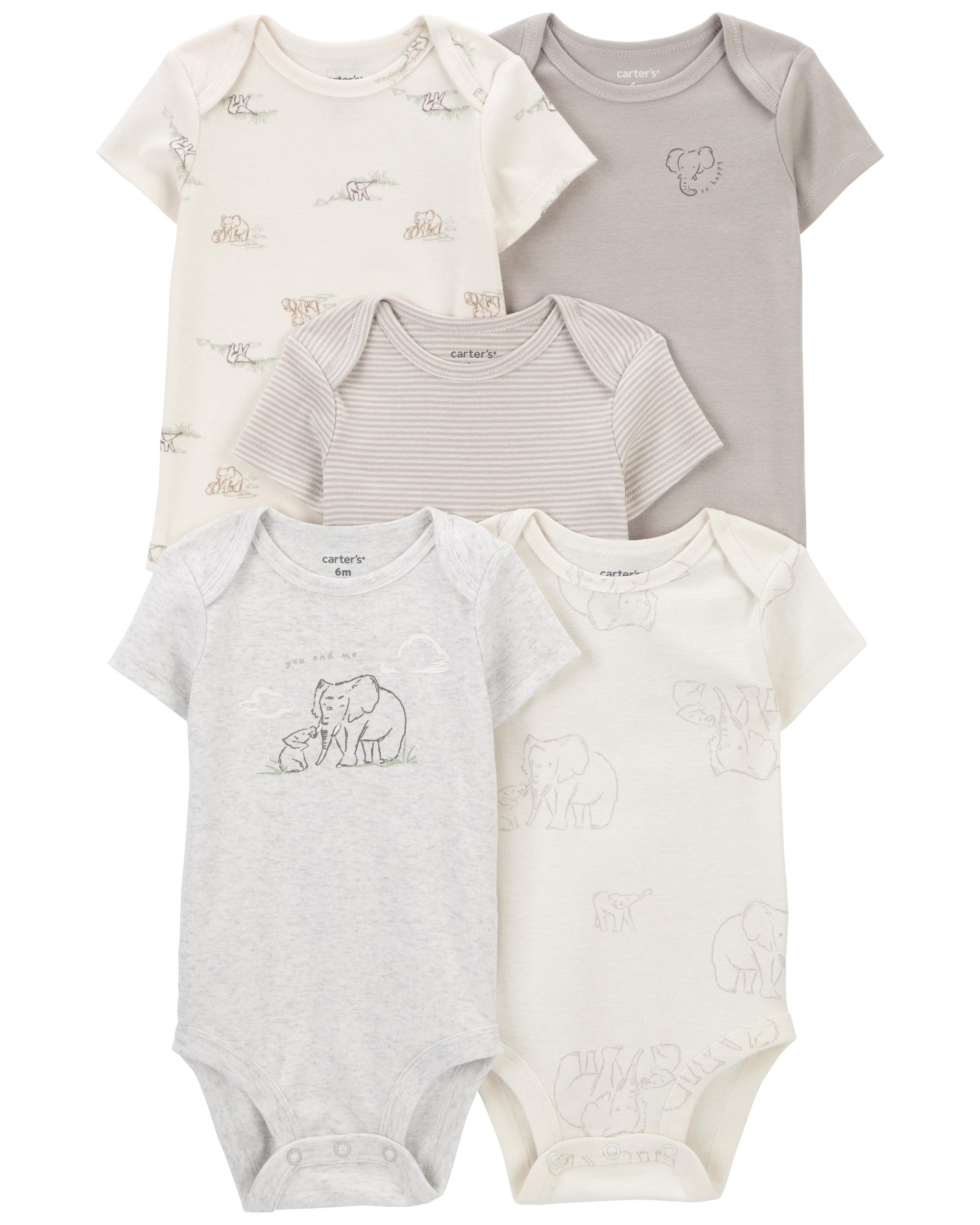 Carter's 5-Piece Striped and All-Over Printed Bodysuit Pack