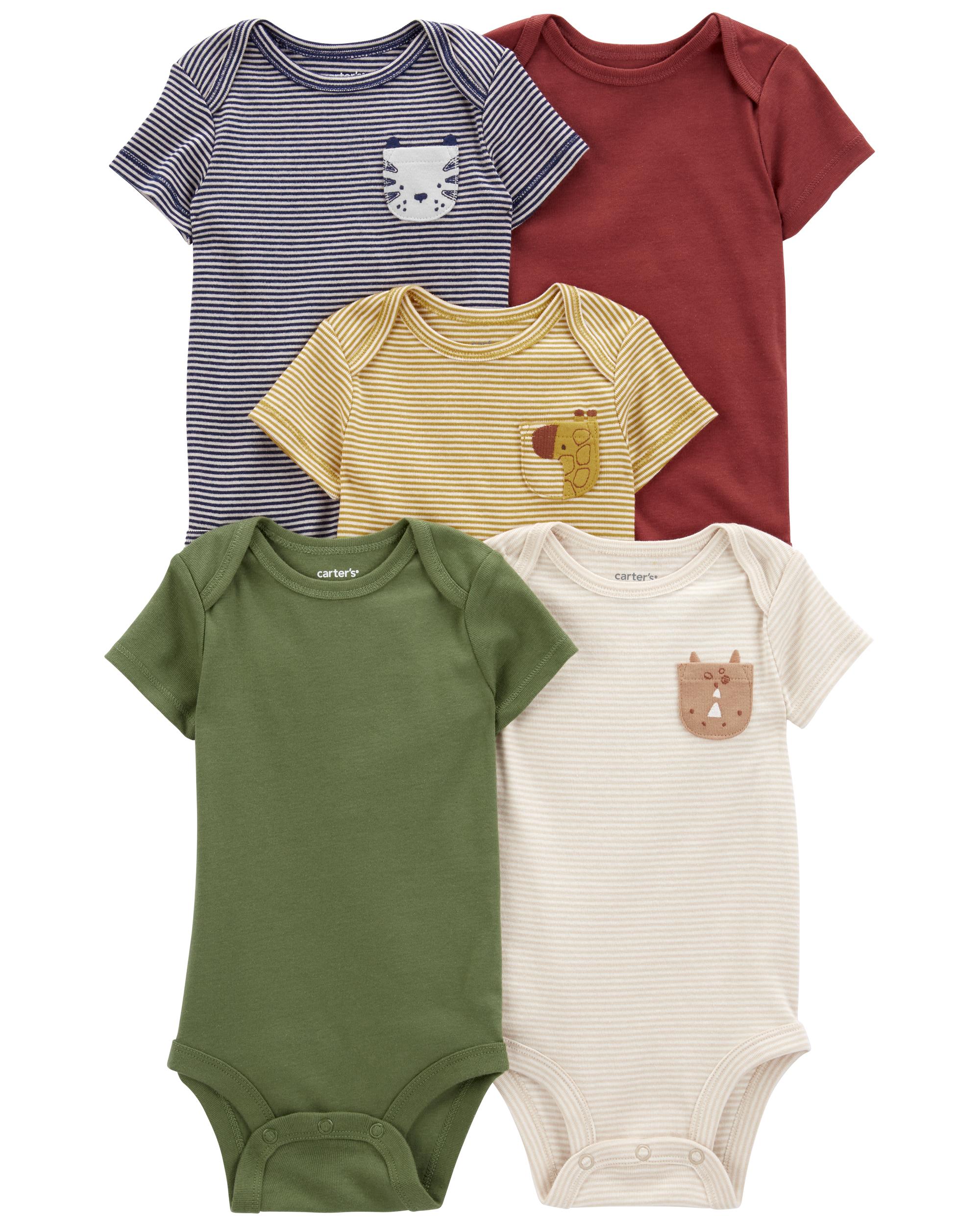 Carter's 5-Piece Short-Sleeve Striped Bodysuit Pack
