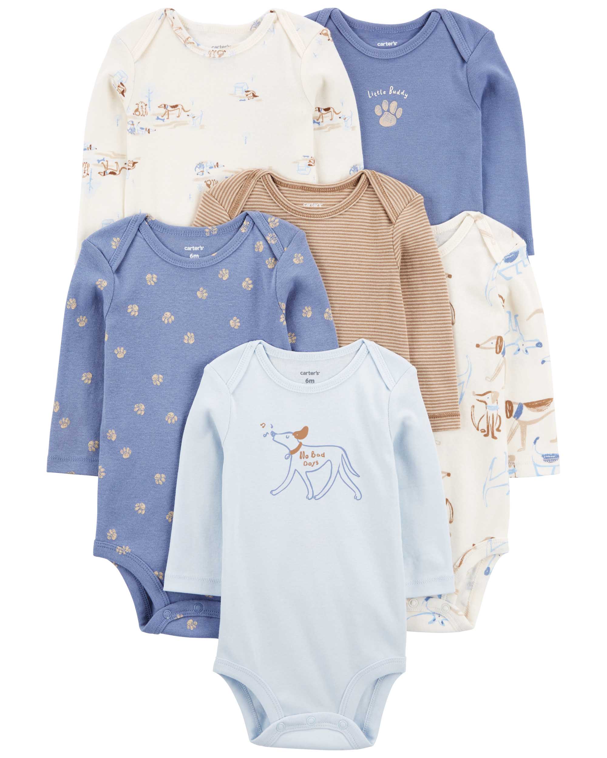 Carter's 6-Pack Dog Print Bodysuits