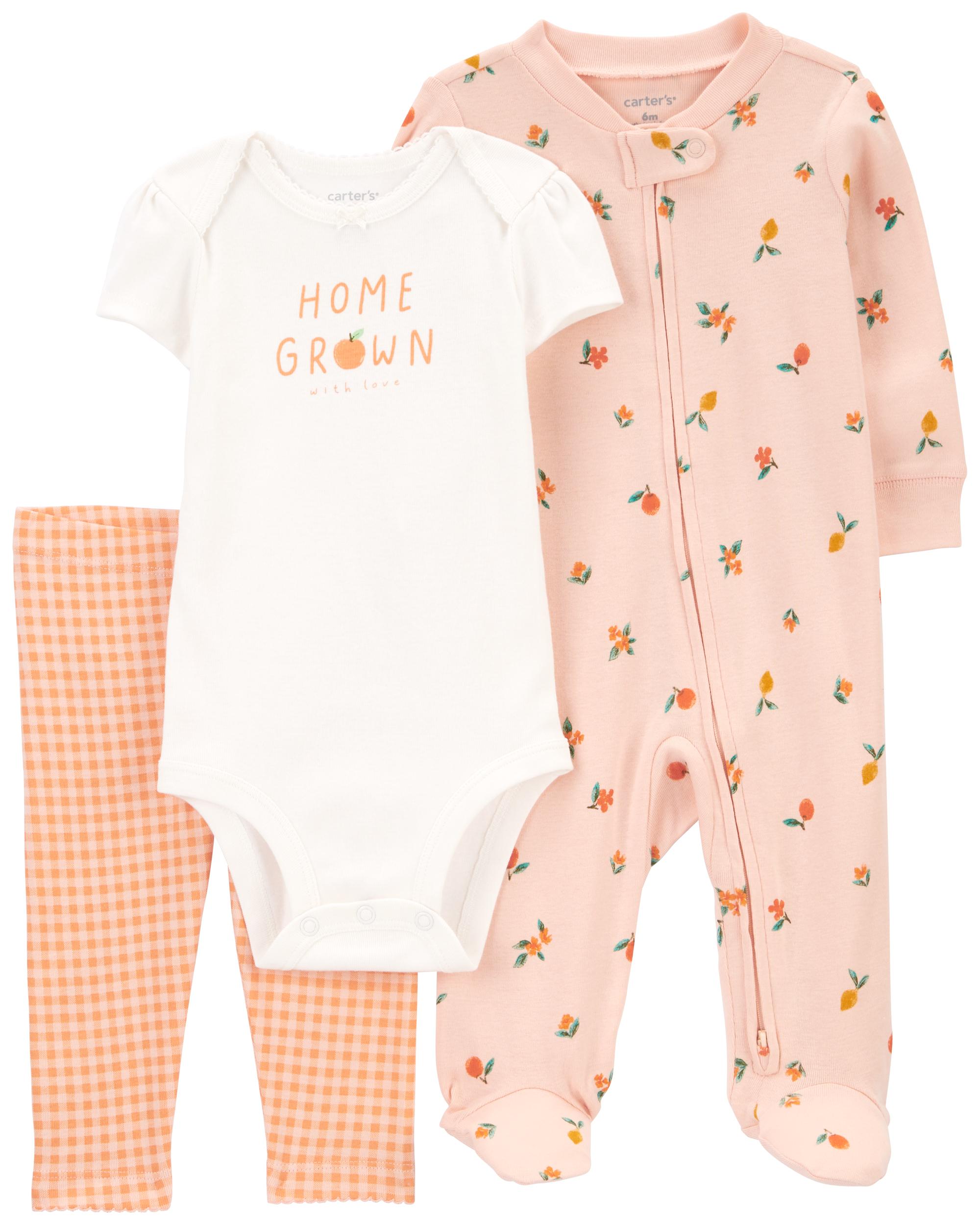 Carter's 3-Piece Fruit and Floral Printed Sleep and Play Set