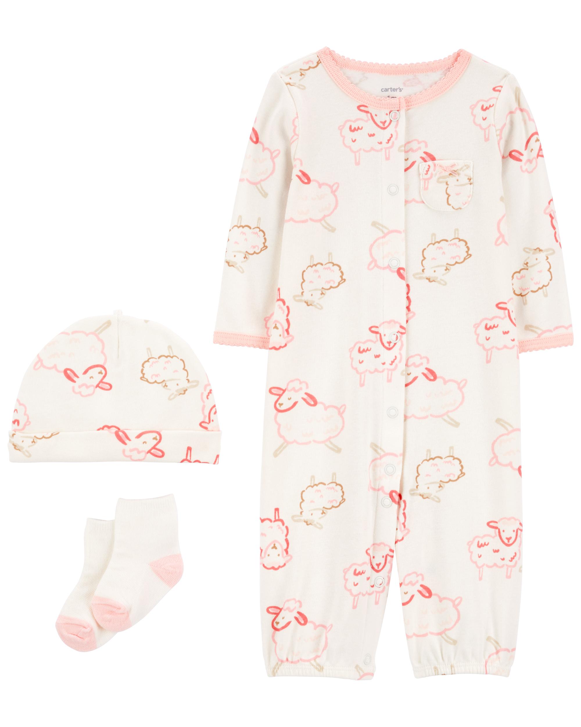 Carter's 3-Piece Sheep Printed Converter Gown Set
