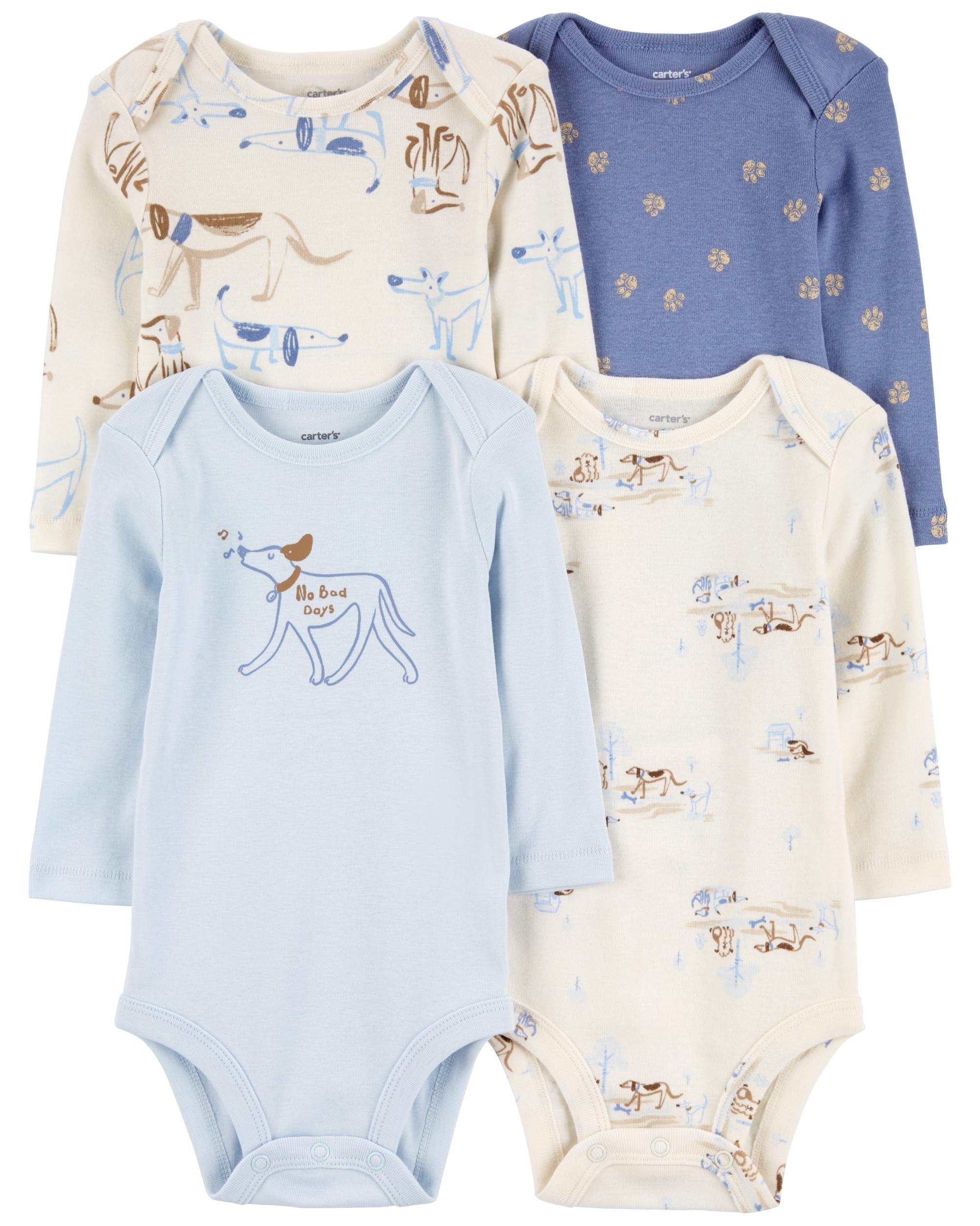Carter's 4-Piece Dog Printed Bodysuit Pack