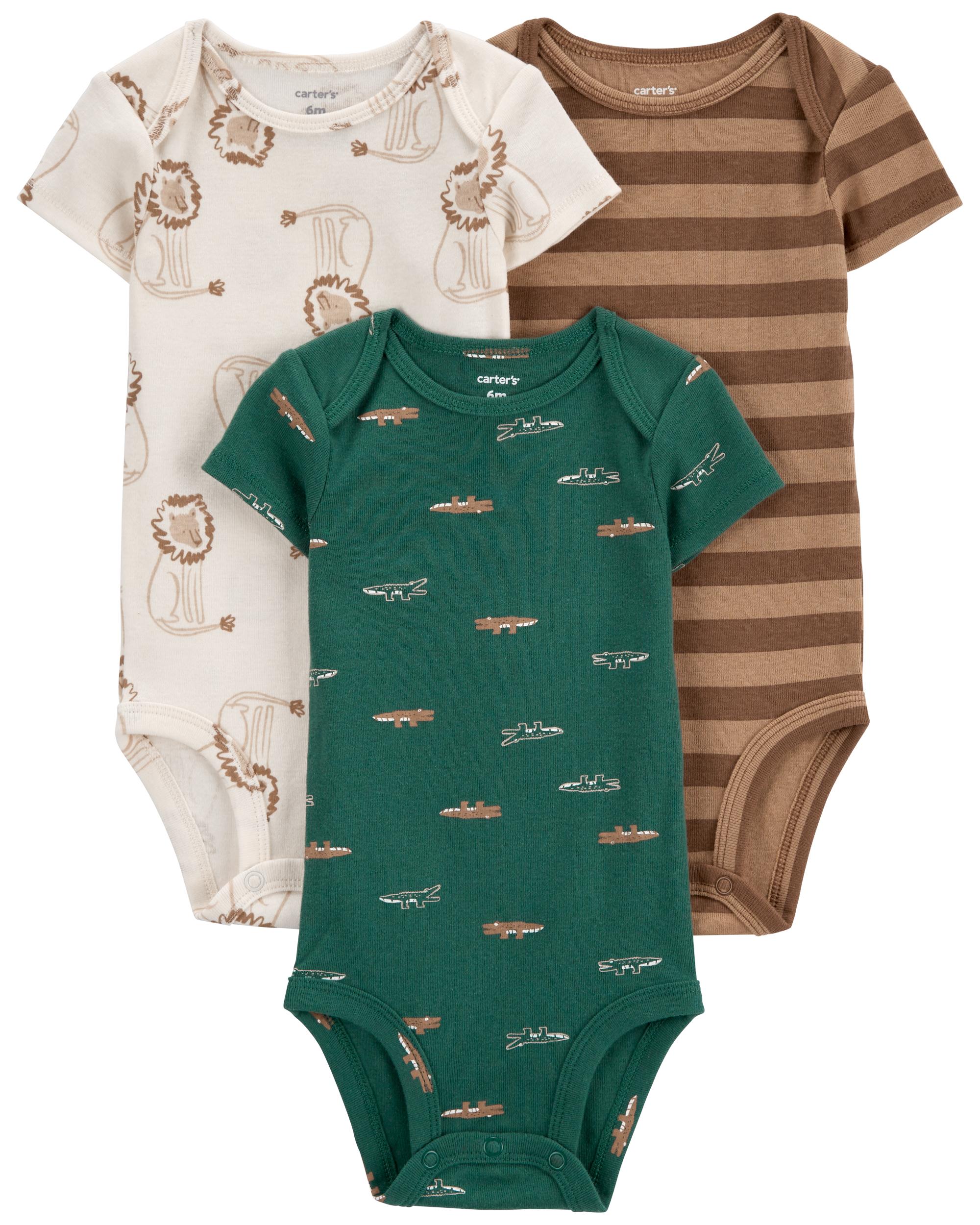 Carter's 3-Piece All-Over Printed Cotton Bodysuit Pack