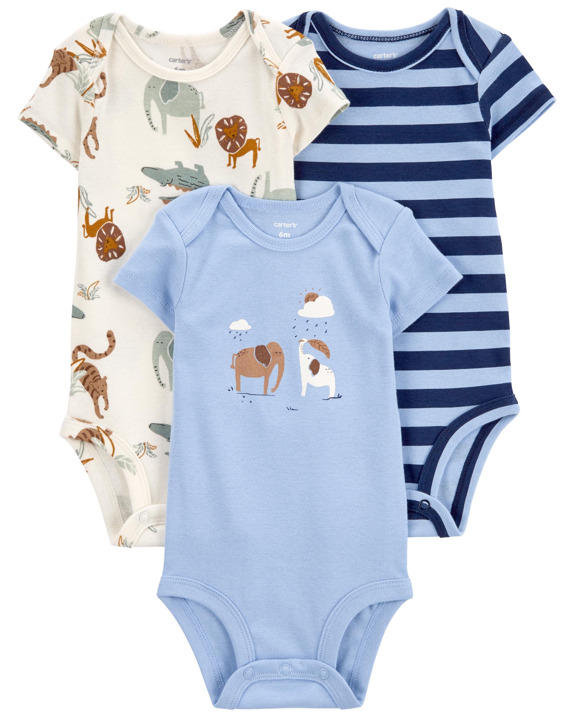 Carter's 3-Piece Striped and Animal Printed Bodysuit Pack
