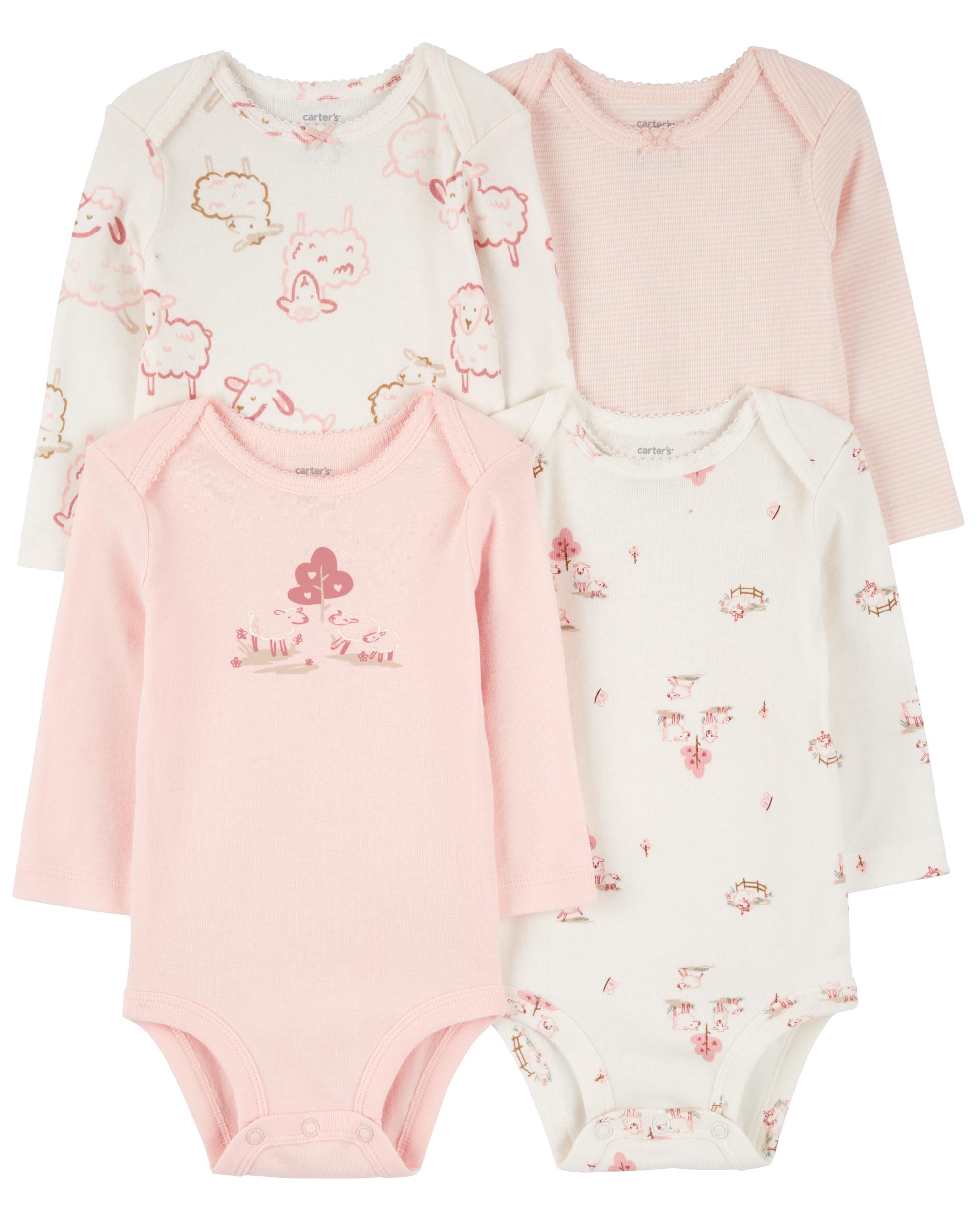Carter's 4-Piece Sheep Printed Bodysuit Pack