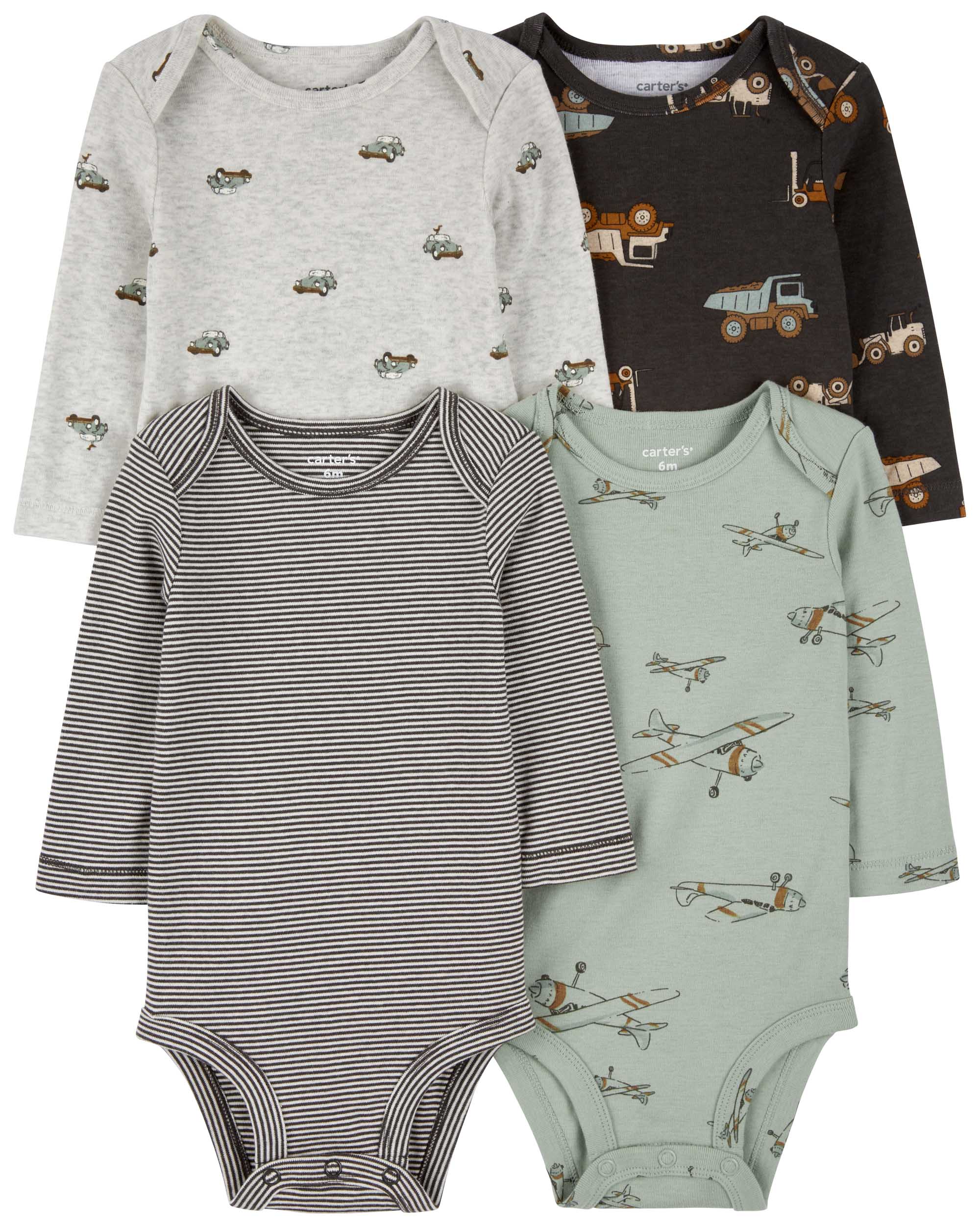 Carter's 4-Pack Vehicle Printed Bodysuits