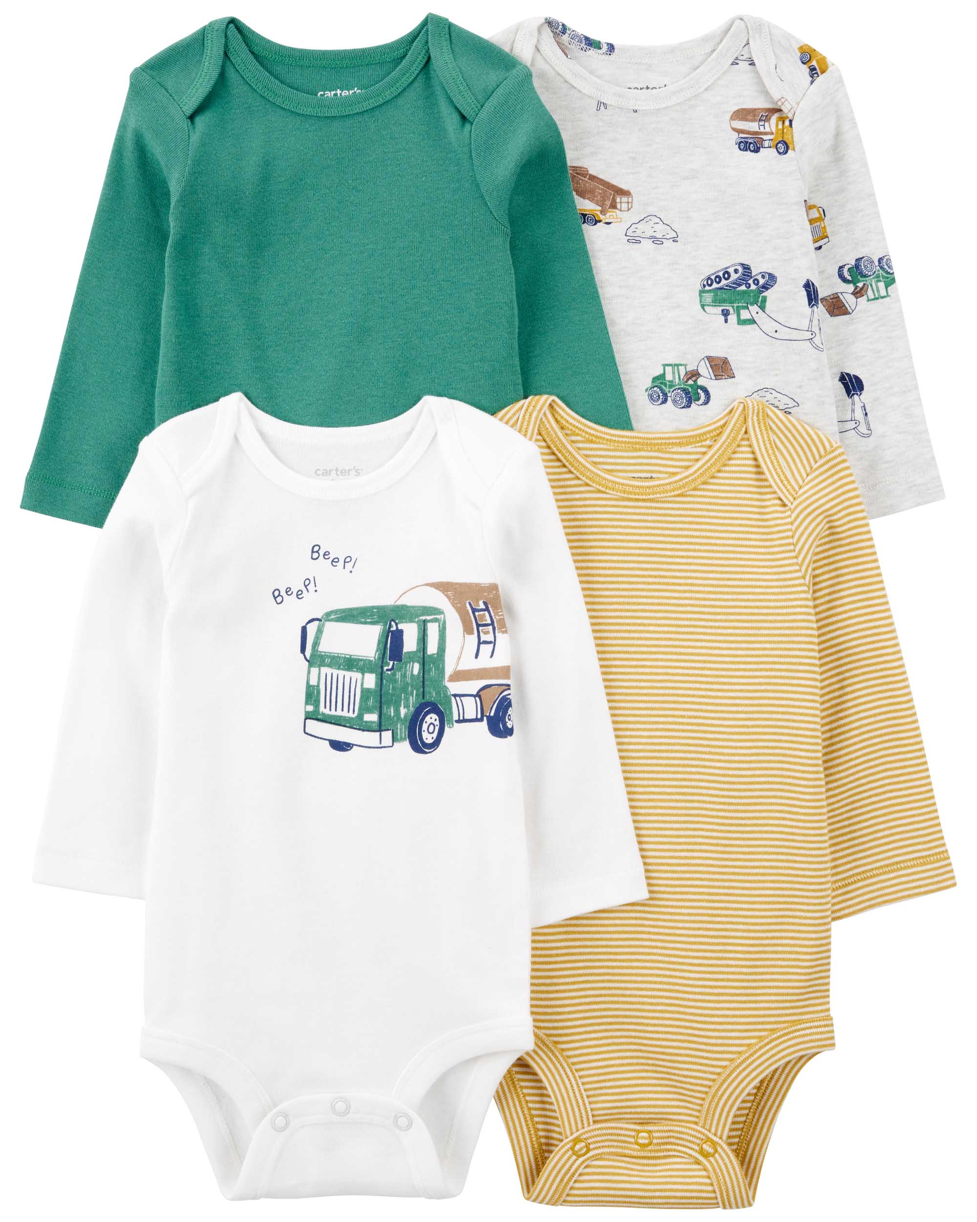 Carter's 4-Pack Construction Vehicle Print Bodysuits
