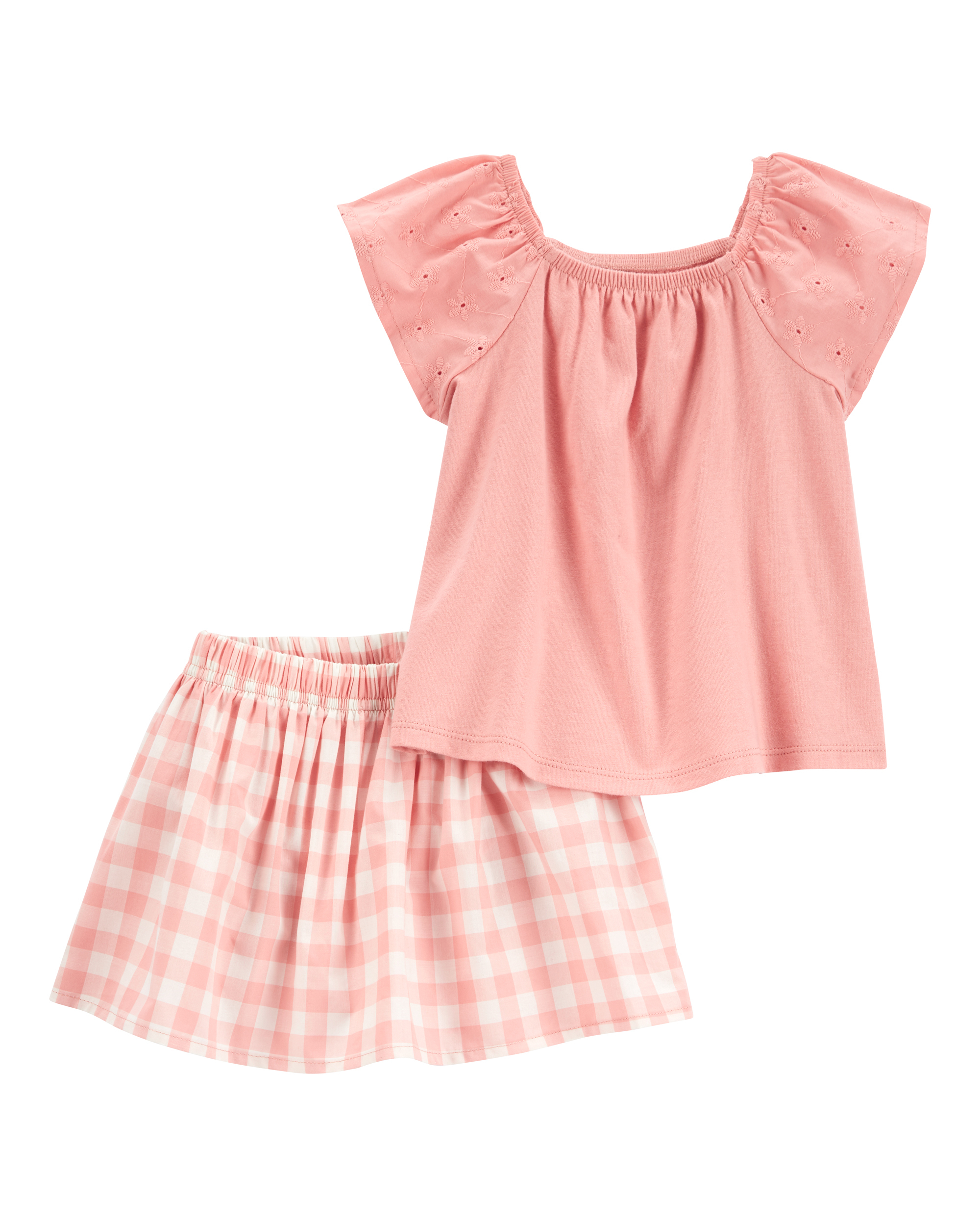 Carter's Baby Girls 2 Piece Gingham Skirt Set, Multicolor