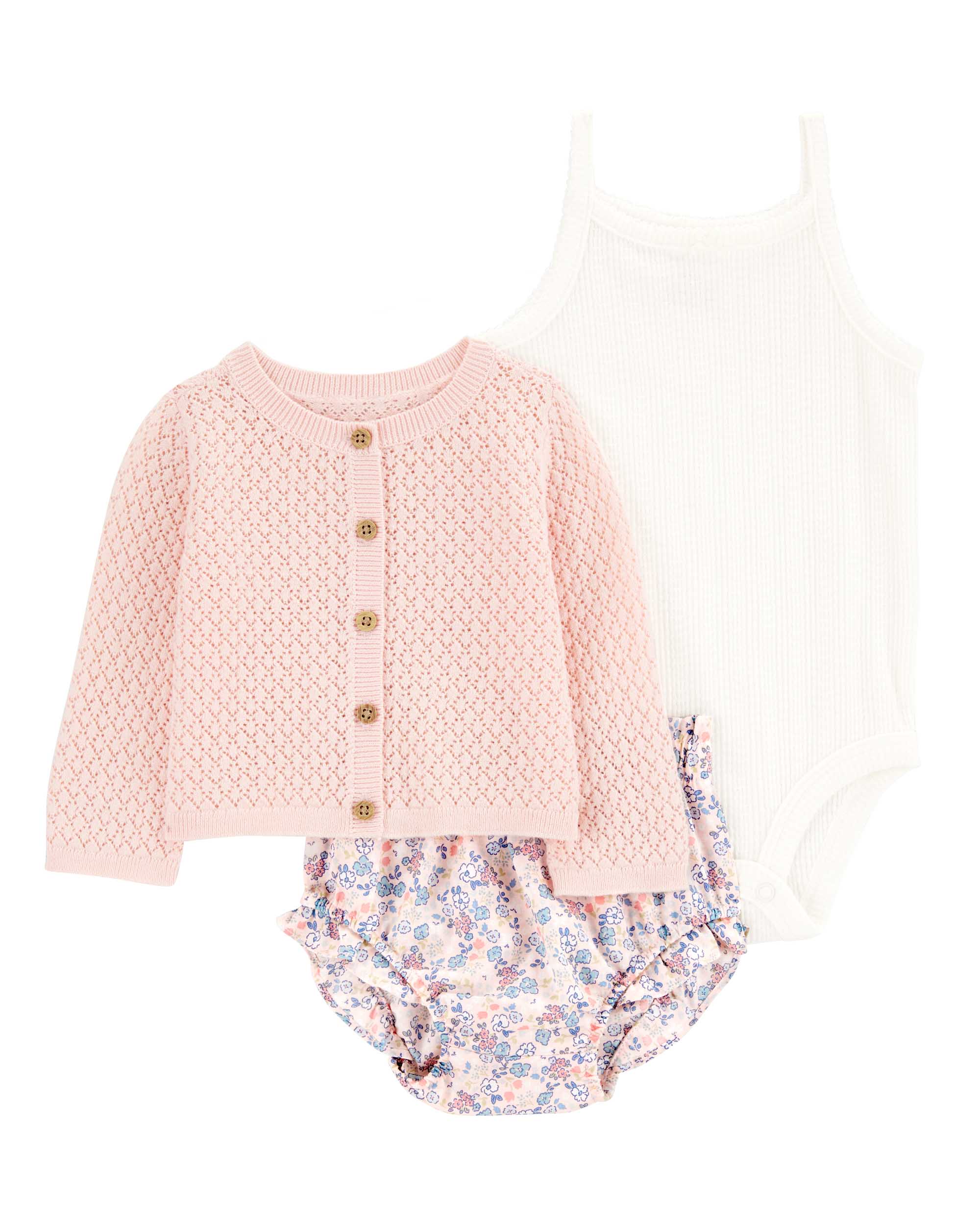 Carter's 3-Piece Floral Printed Cardigan Set