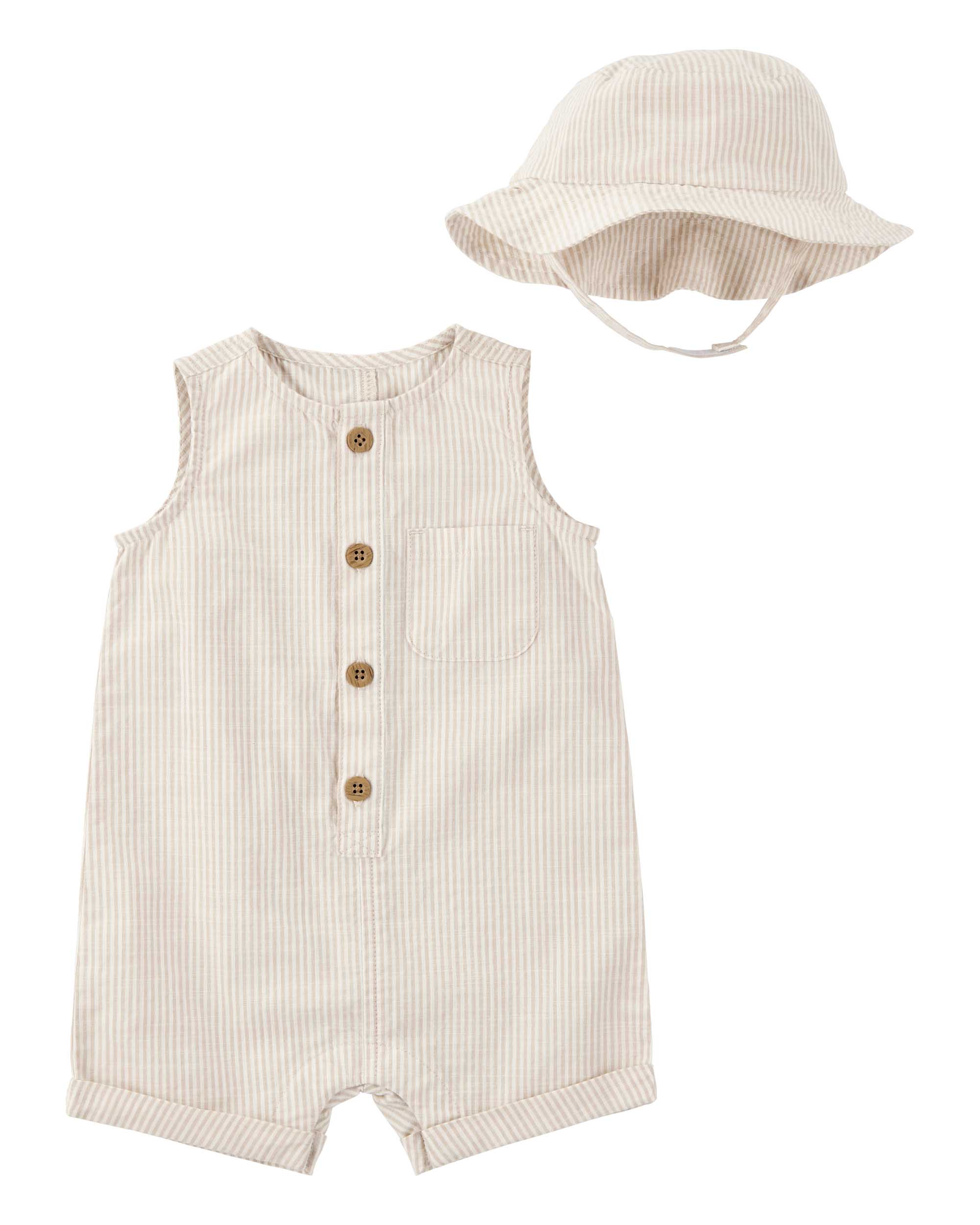 Carter's 2-Piece Striped Jumpsuit and Hat Set