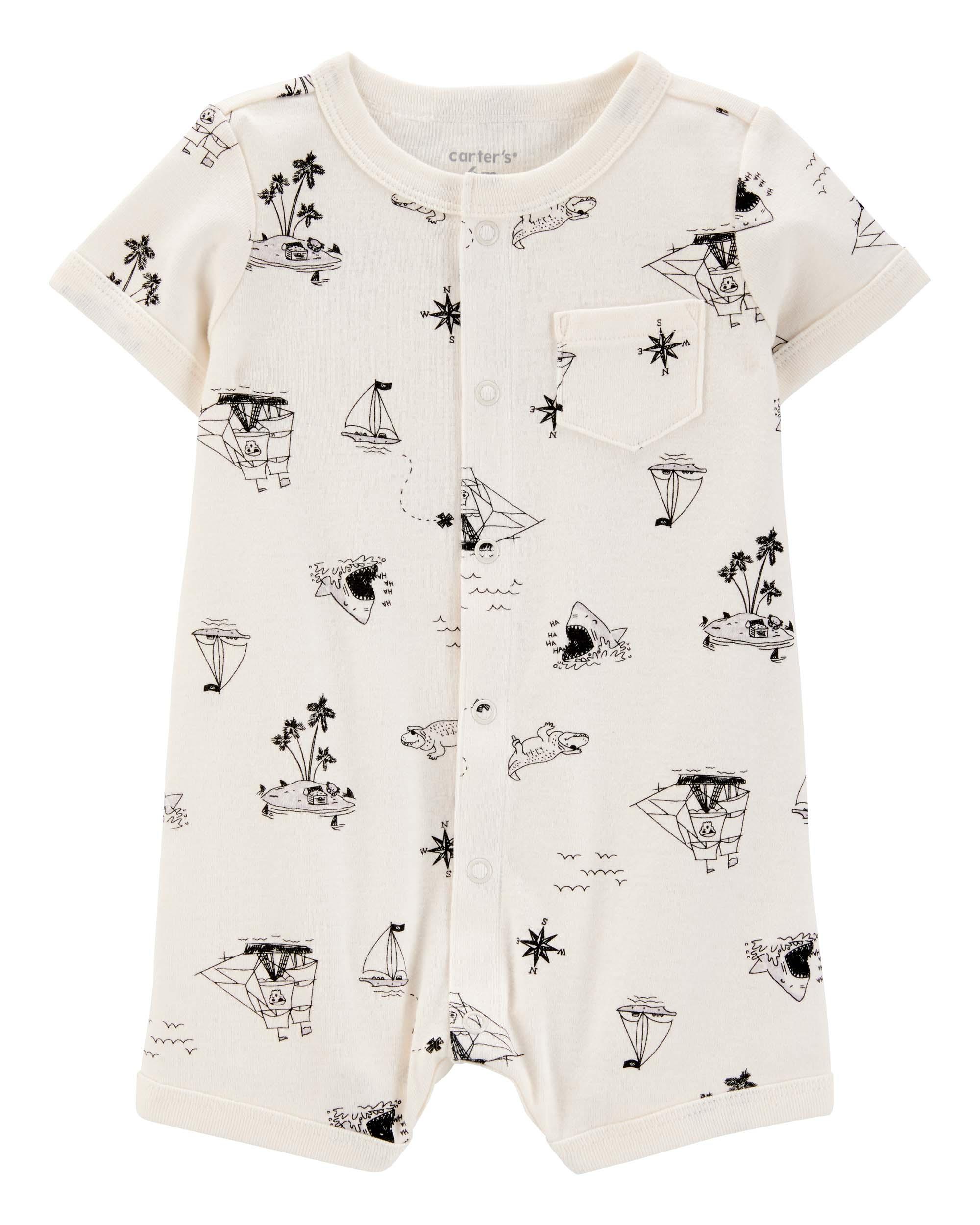 Carter's Baby Pirate Print Romper - Cream & Black