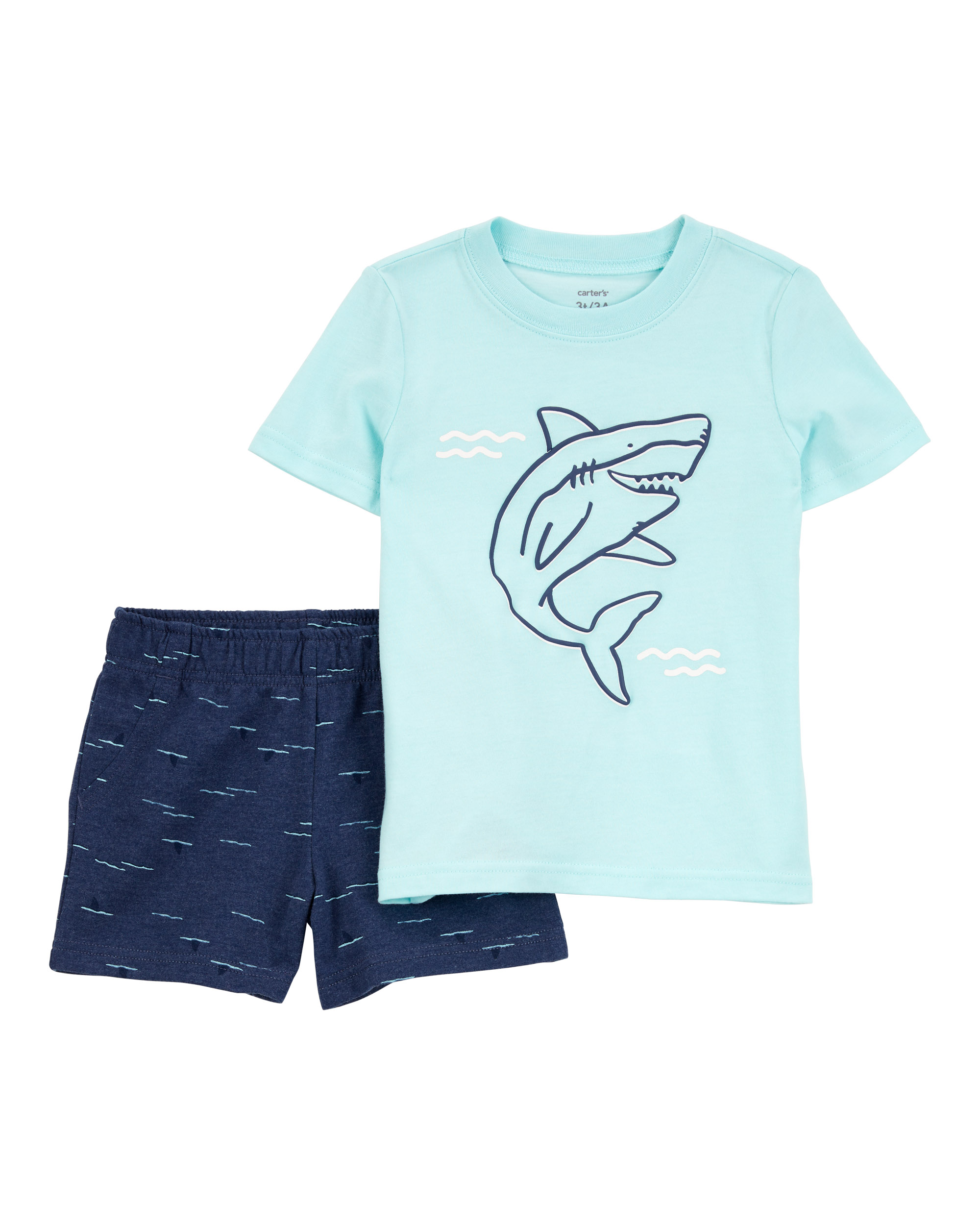 Carter's Shark Printed Short-Sleeve Tee and Shorts Set