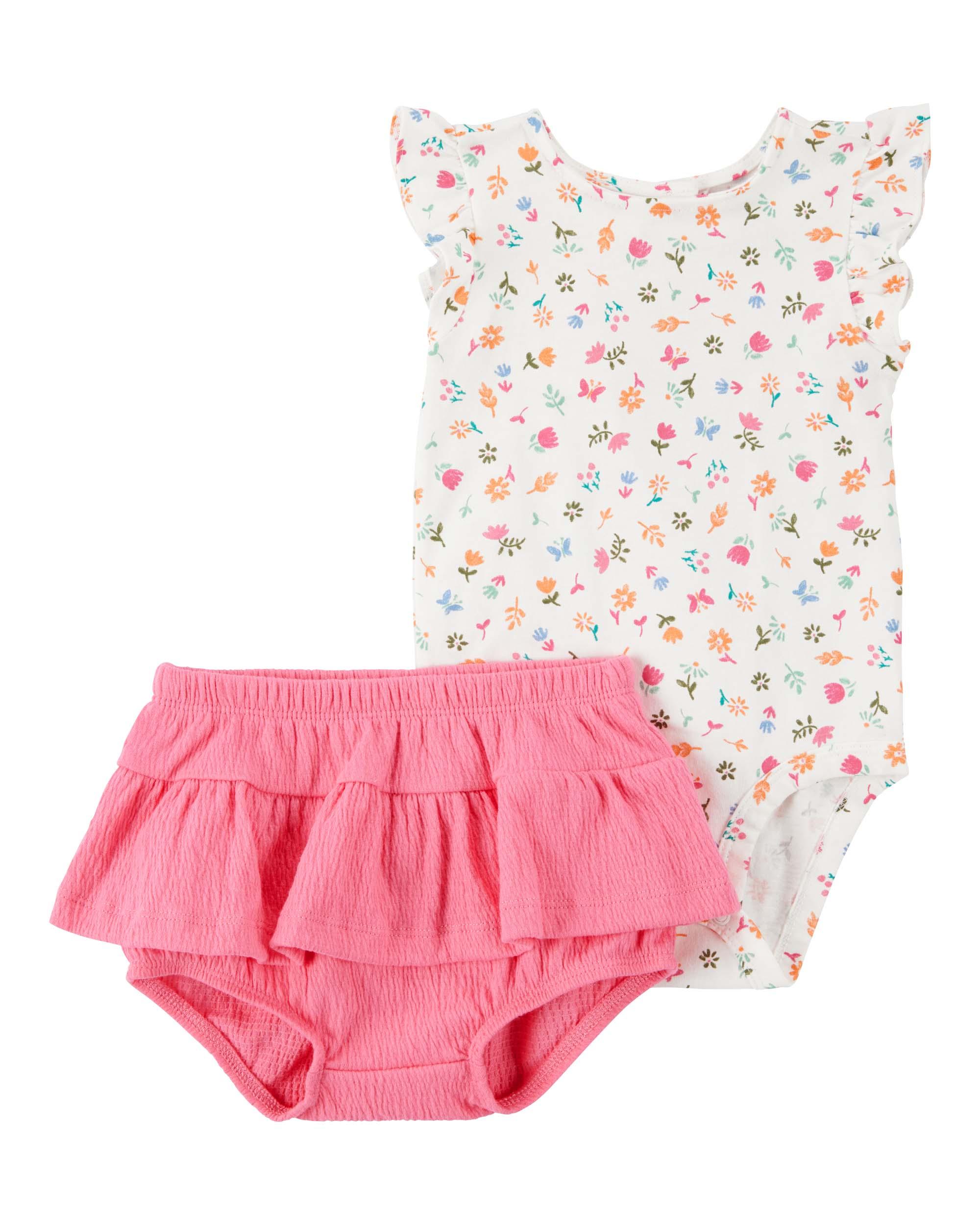 Carter's Baby 2-Piece Floral Bodysuit & Diaper Cover Set - Pink