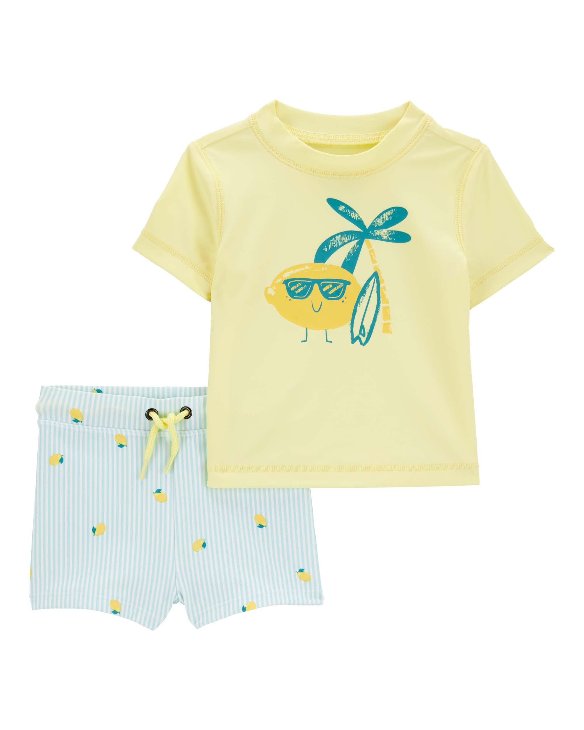 Carter's 2-Piece Striped and Lemon Print Rashguard Set