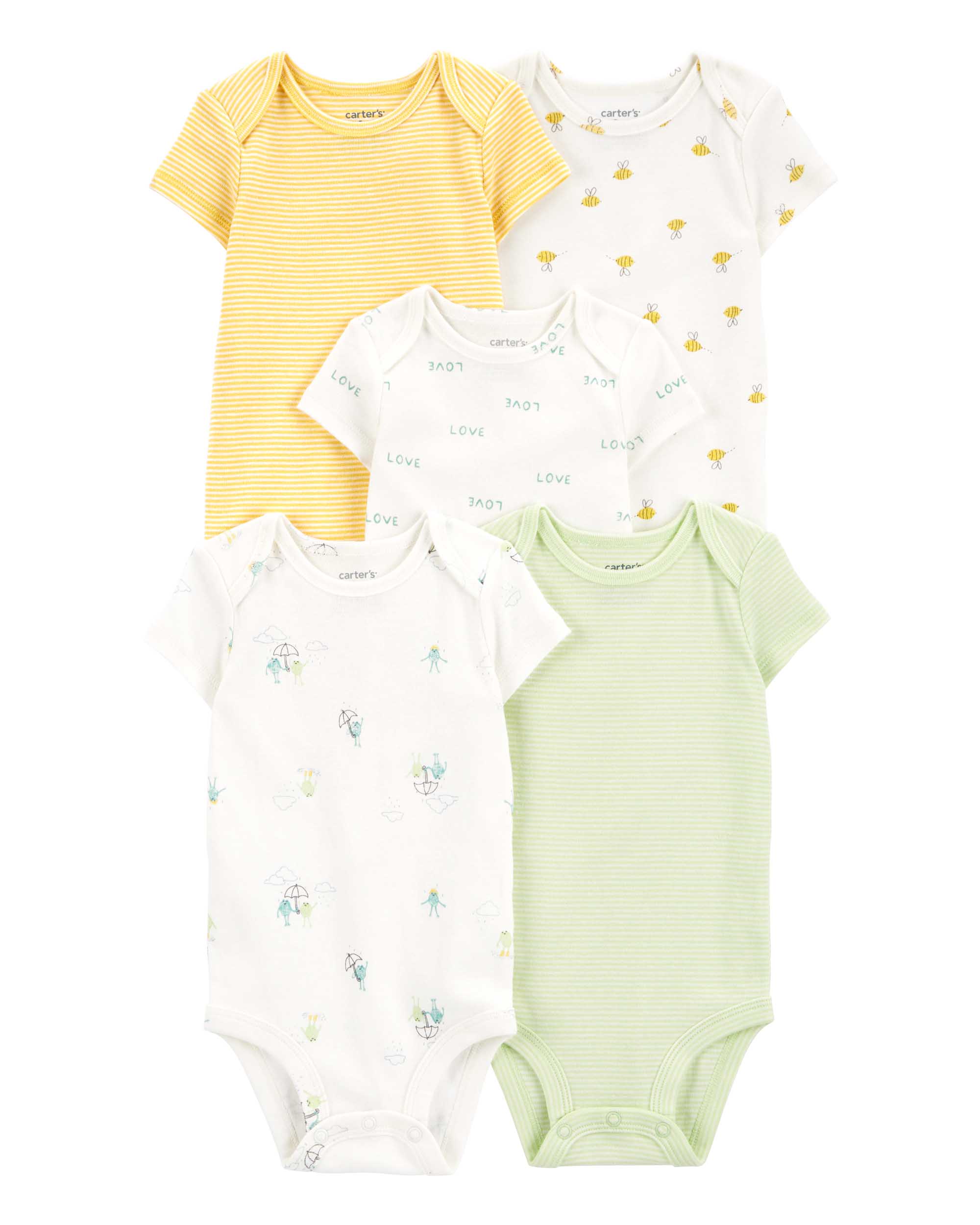 Carter's 5-Pack Bee Print Bodysuits