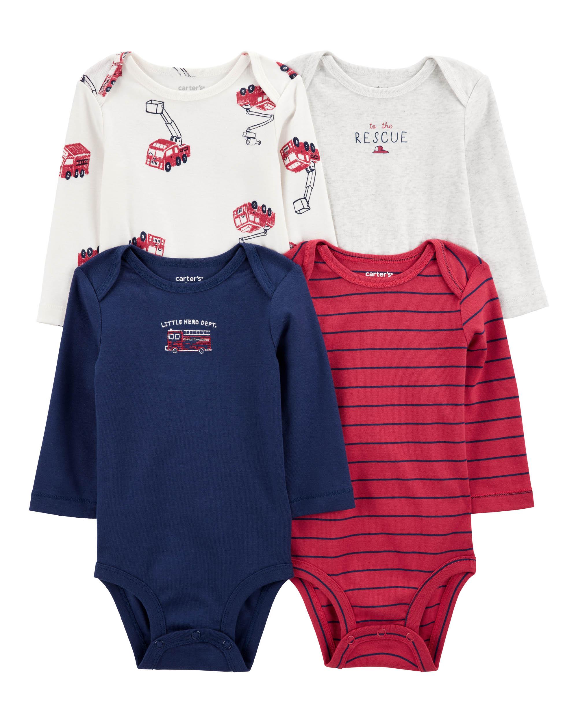 Carter's 4-Pack Firetruck Print Bodysuits
