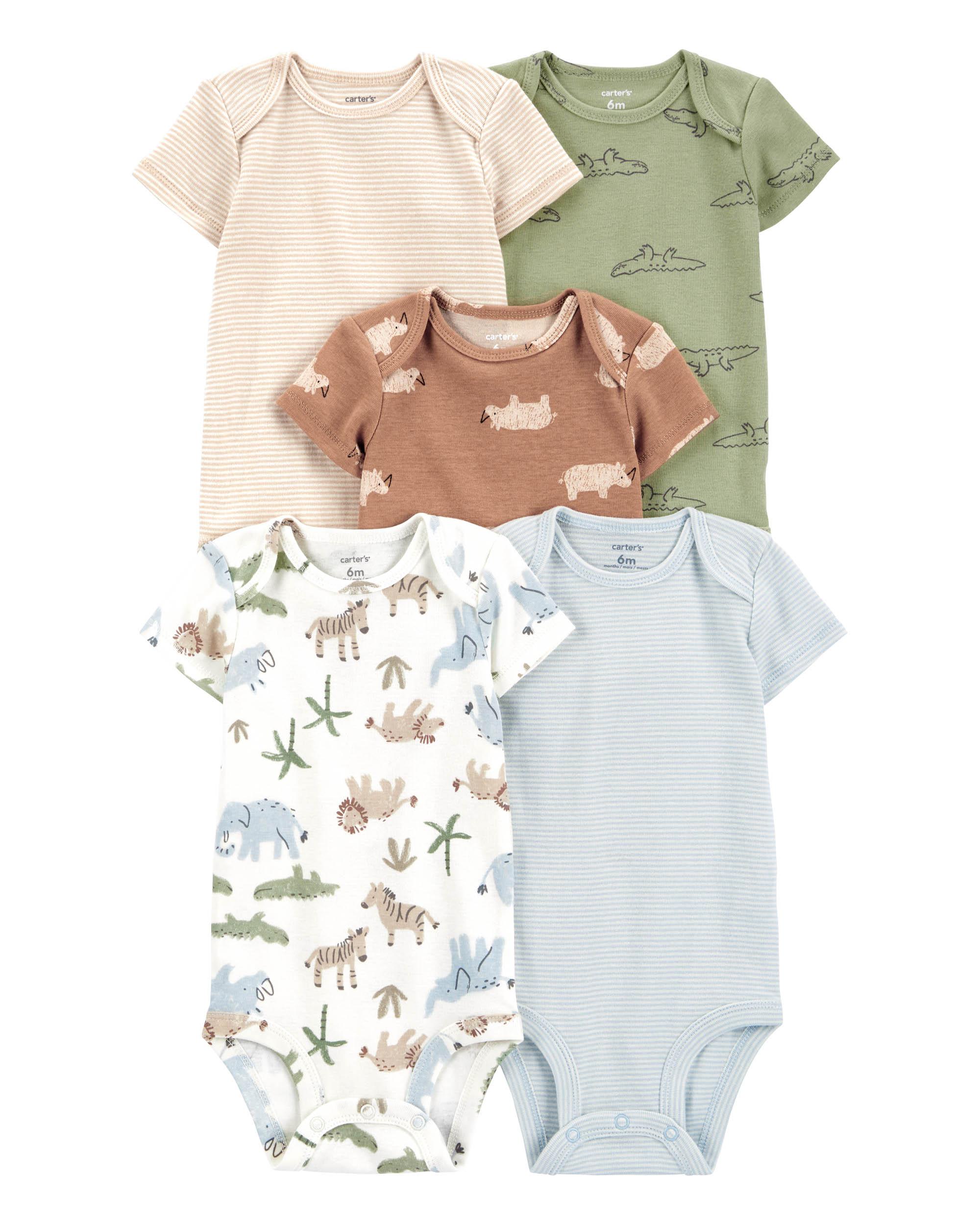 Carter's 5-Pack Animal Printed Short-Sleeve Bodysuits