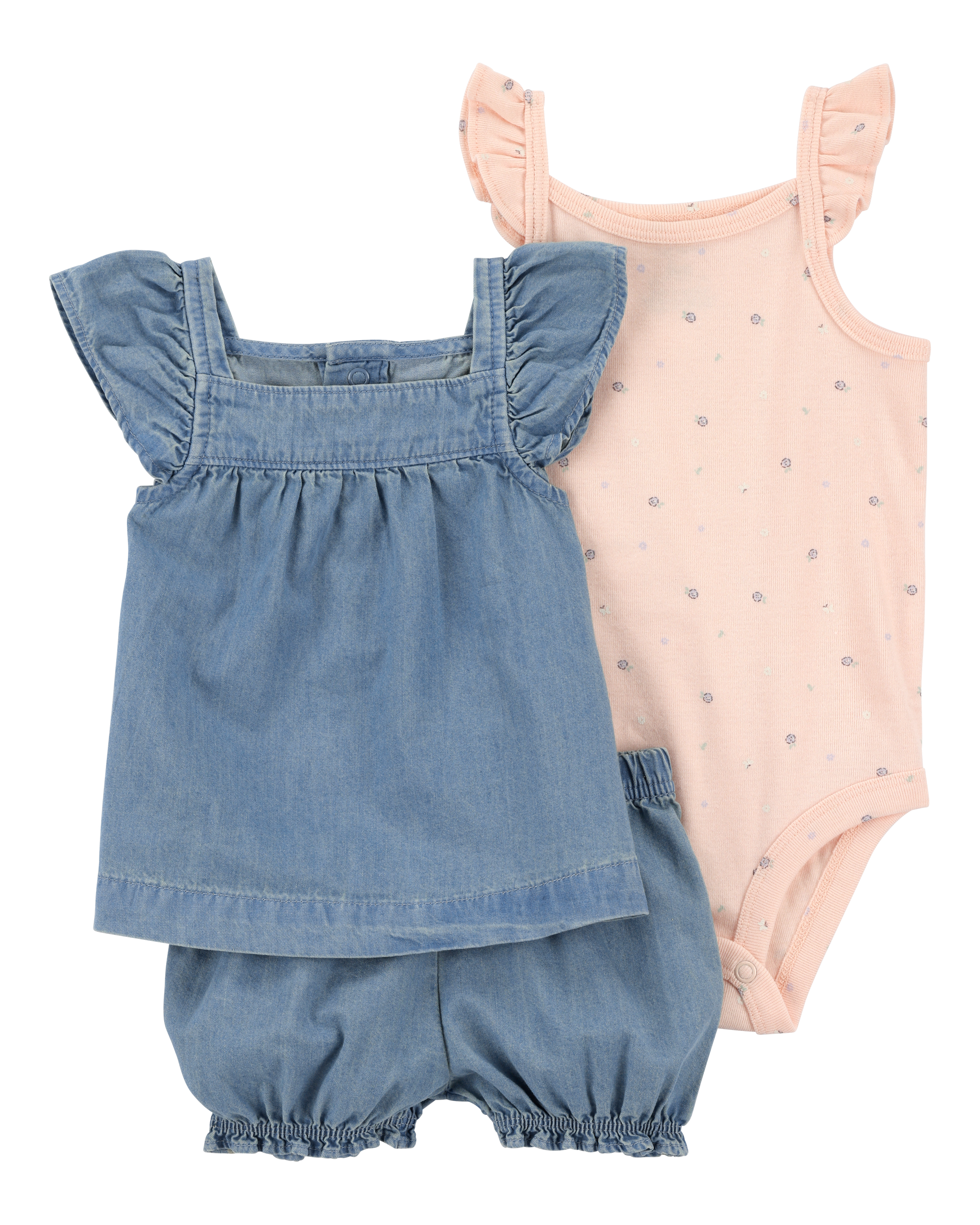 Carter's Kid Girls Chambray Floral Dress, Blue