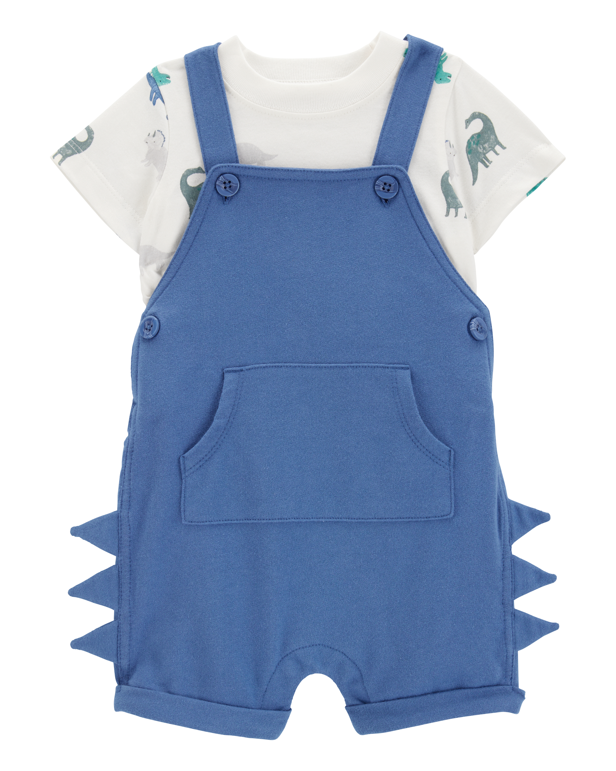 Carter's Kid Boys 2 Piece Dino Spike Shortall Set, Blue