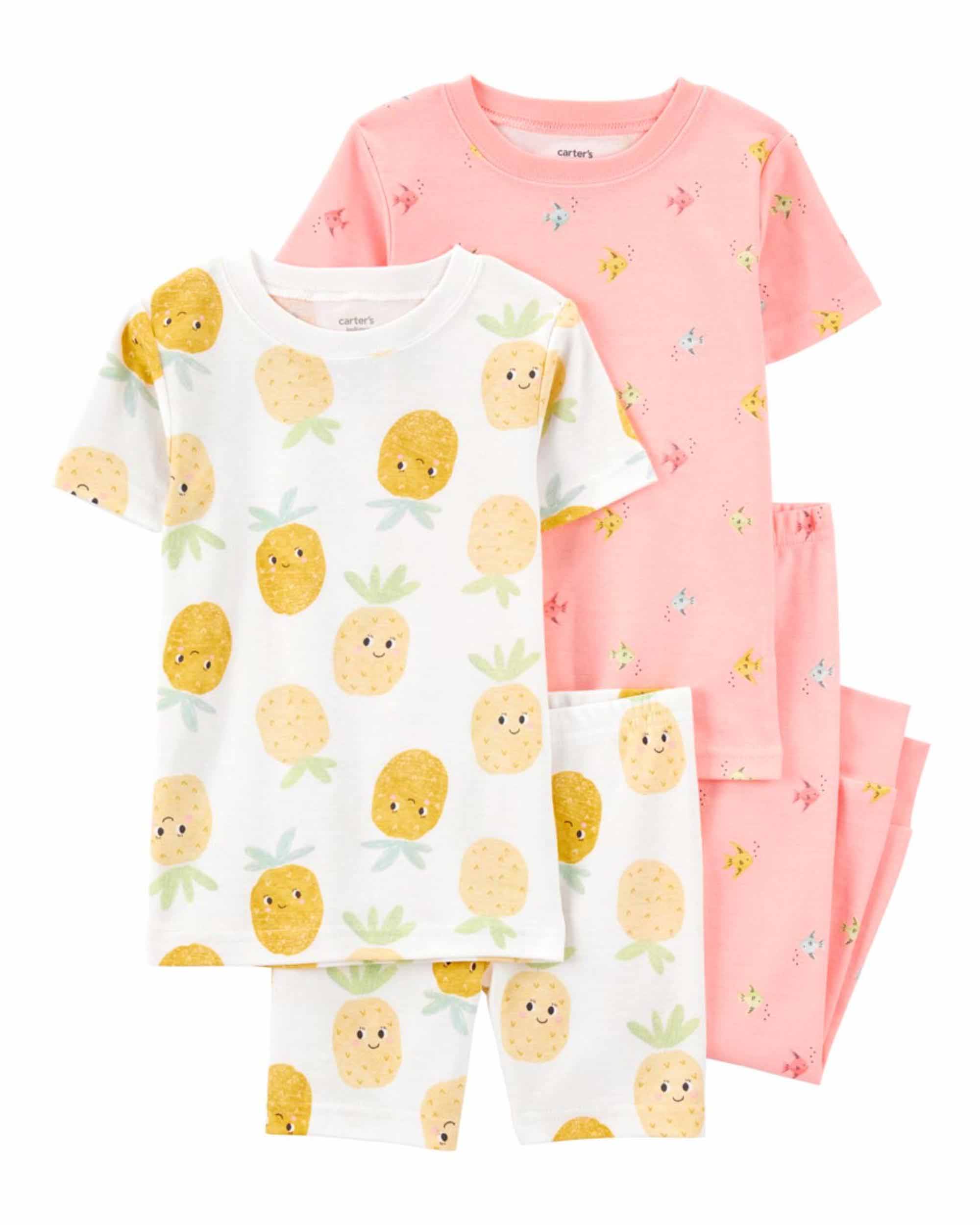 Carter's 4-Piece Pineapple Print Pyjamas Set - Pink & Yellow
