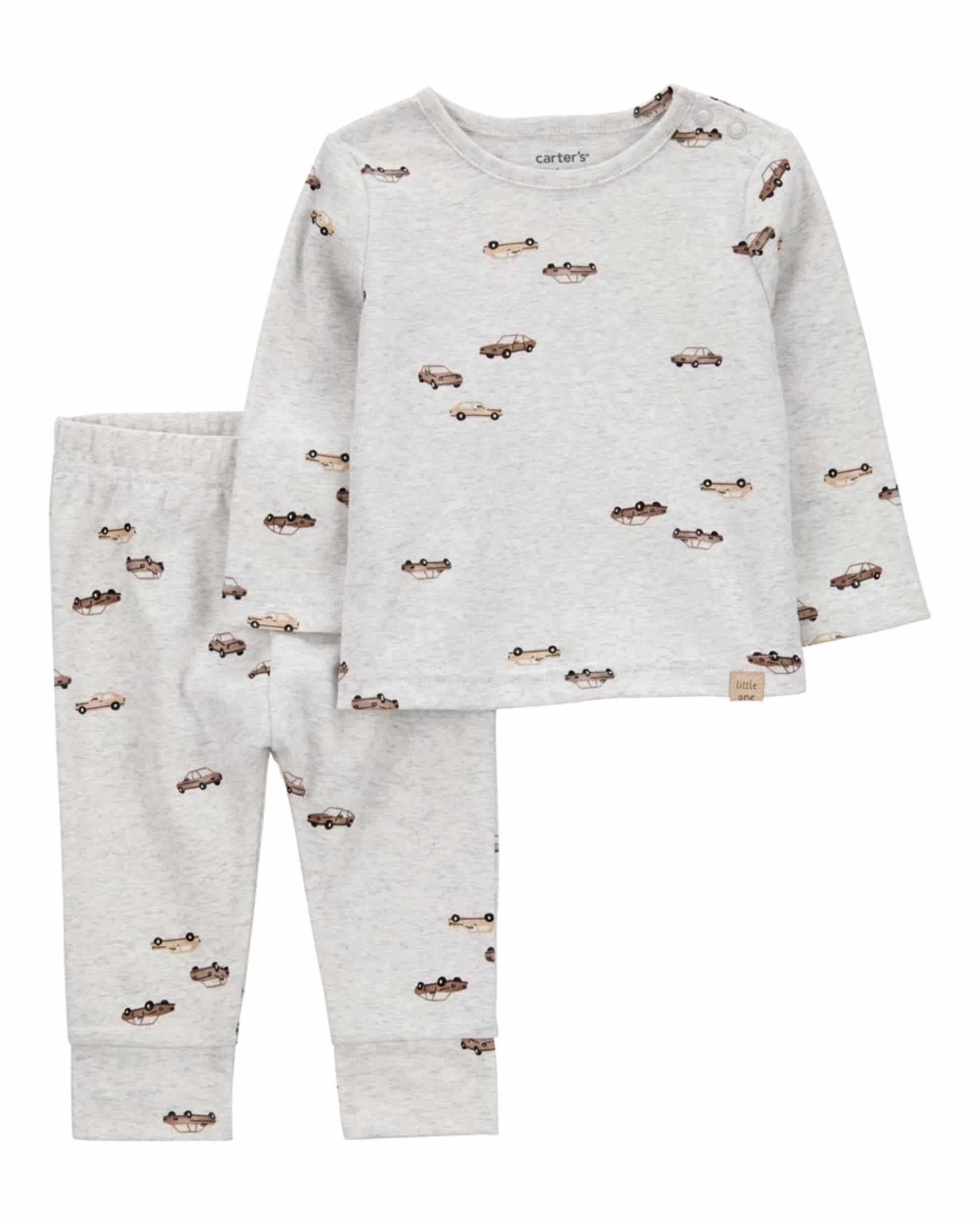 Carter's 2-Piece Car Print Long-Sleeve Tee and Pants Set - Grey
