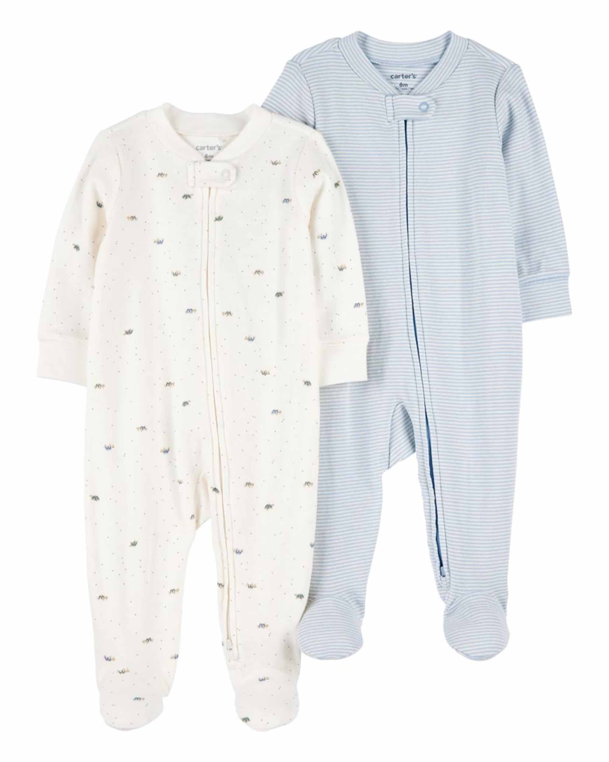 Carter's 2-Pack Tortoise Print Sleep & Play Pyjamas - Blue & White