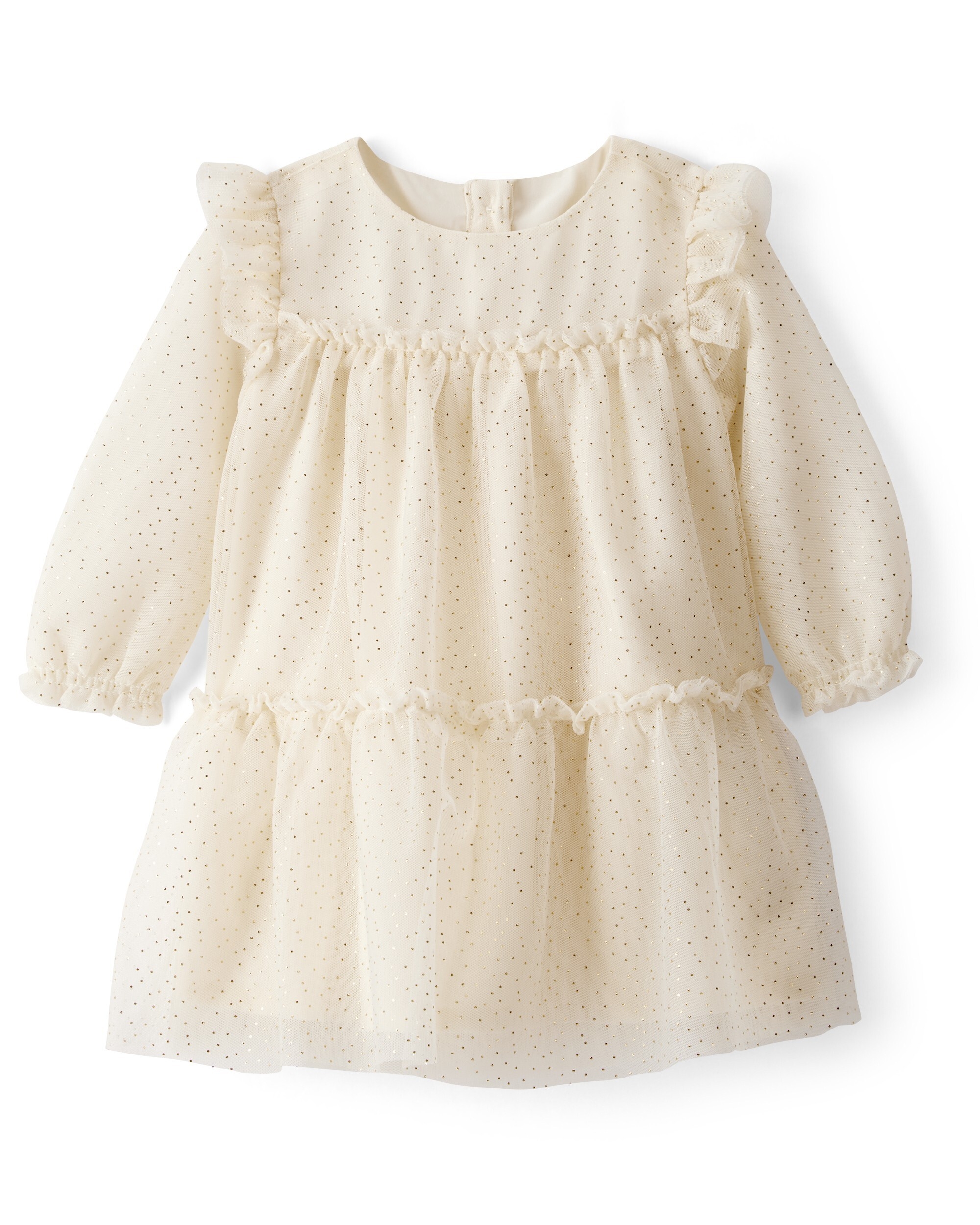 Carter's Infant Girl Sparkle Polka Dot Tulle Long-Sleeve Dress, Ivory