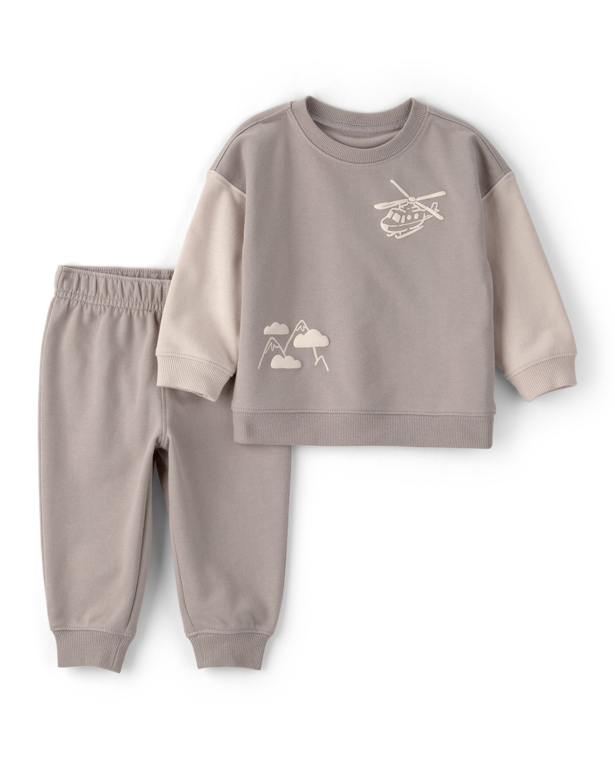 Carter's Baby Boys Helicopter 2 Piece Playwear Set, Multicolor