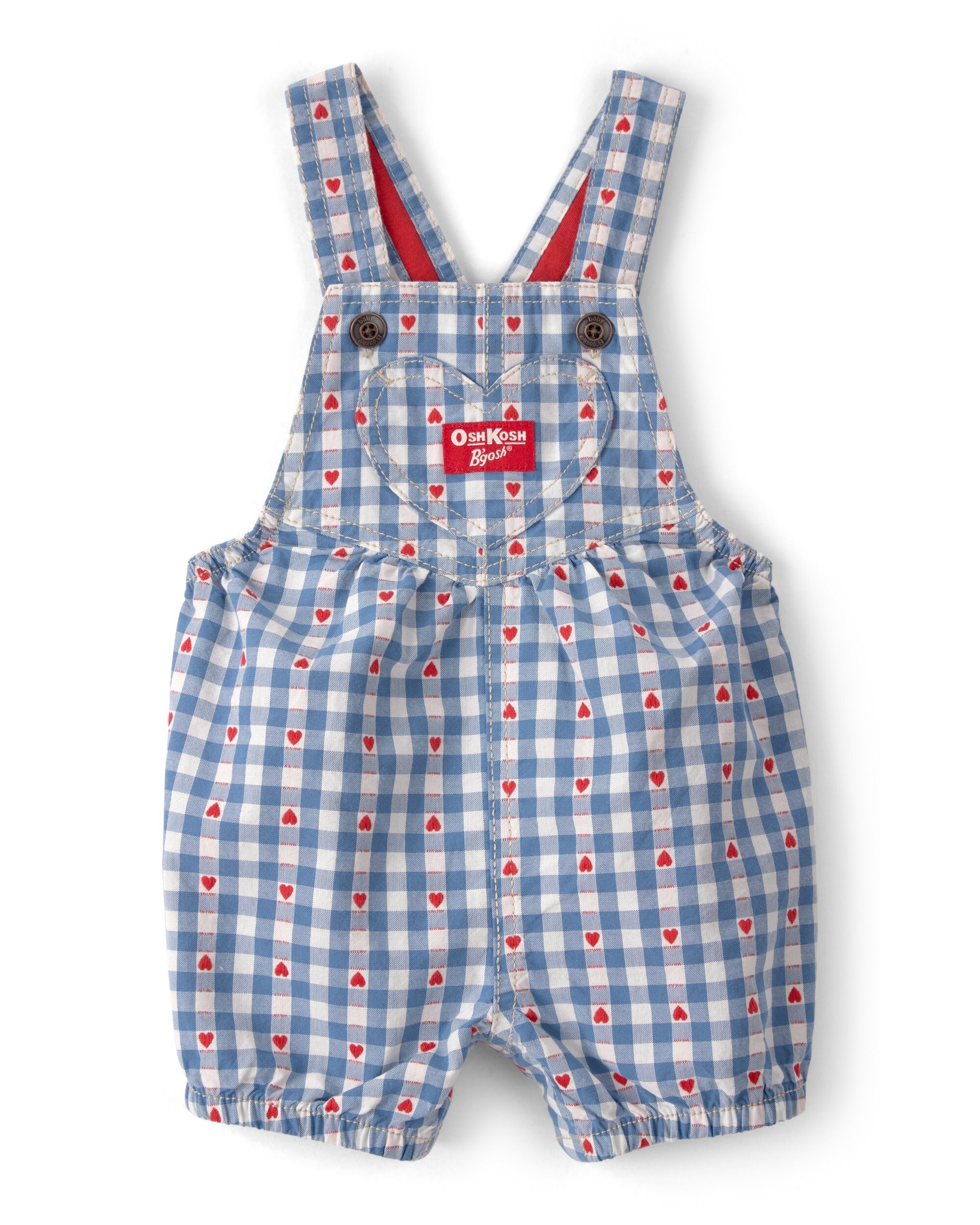 OSHKOSH Baby Girls Heart Print Denim Shortall, Multicolor