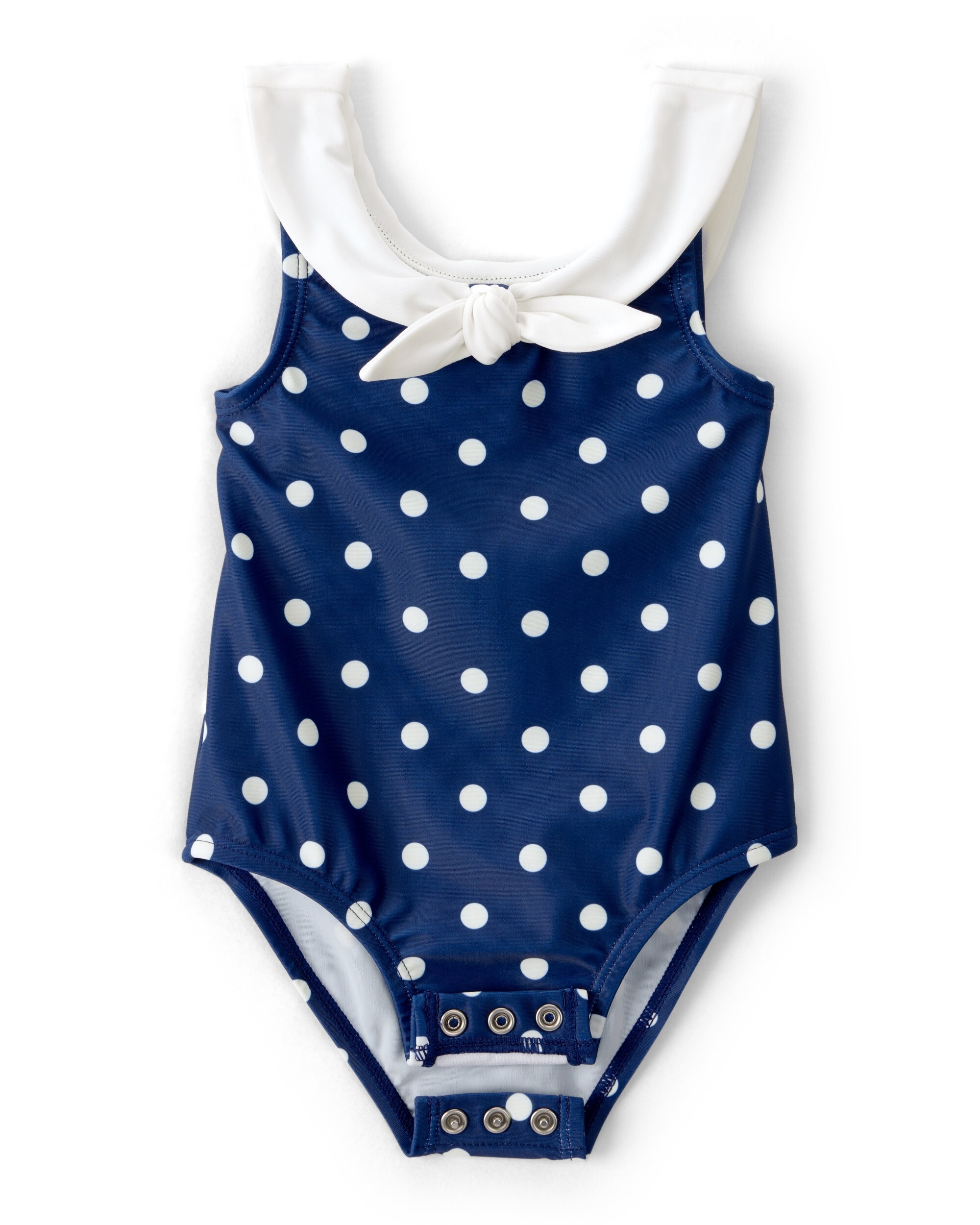 Carter's Baby Girls Dot 1 Piece Rashguard Swimwear, Multicolor