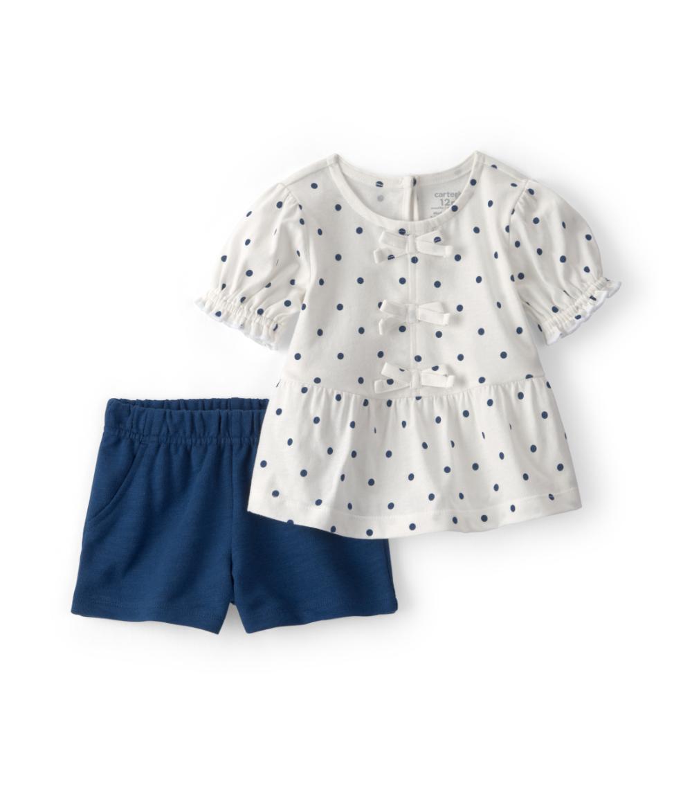 Carter's Baby Girls 2-Piece Polka Dots Top & Short Set - Blue/White