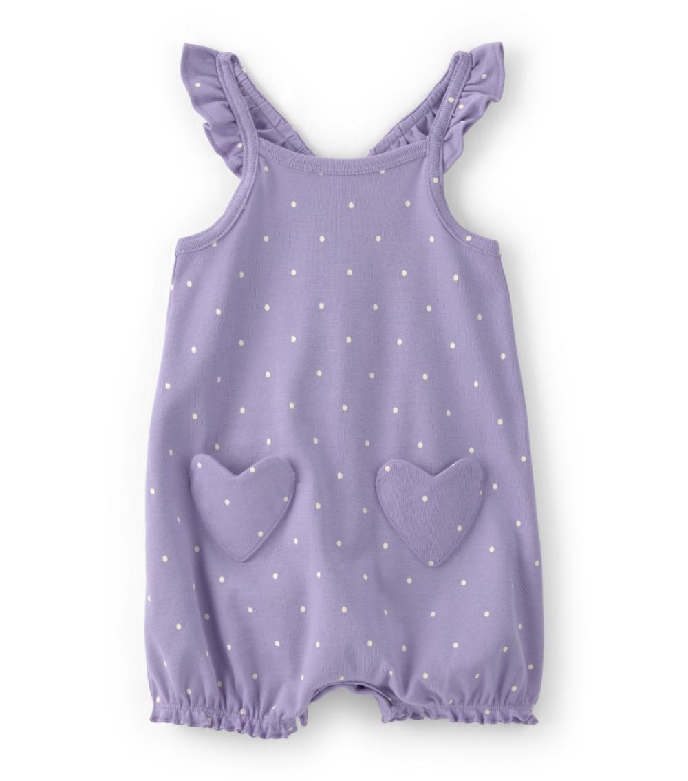Carter's Baby Girls Heart Pockets Creepers, Purple