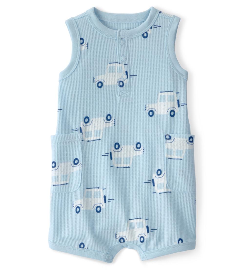 Carter's Baby Boys Cars Print Creepers, Blue