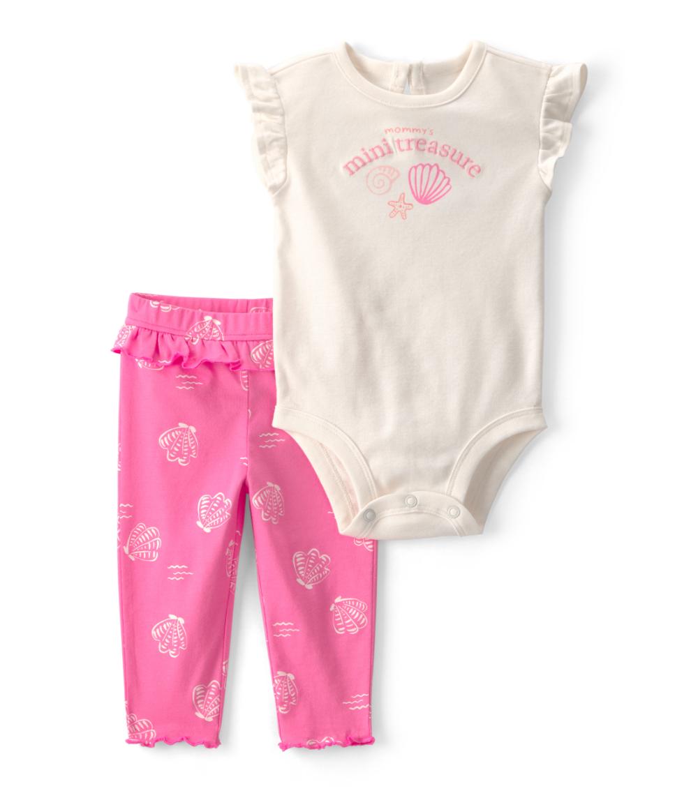 Carter's Baby Girls Mini Treasure Bodysuit Pant Set, Pink