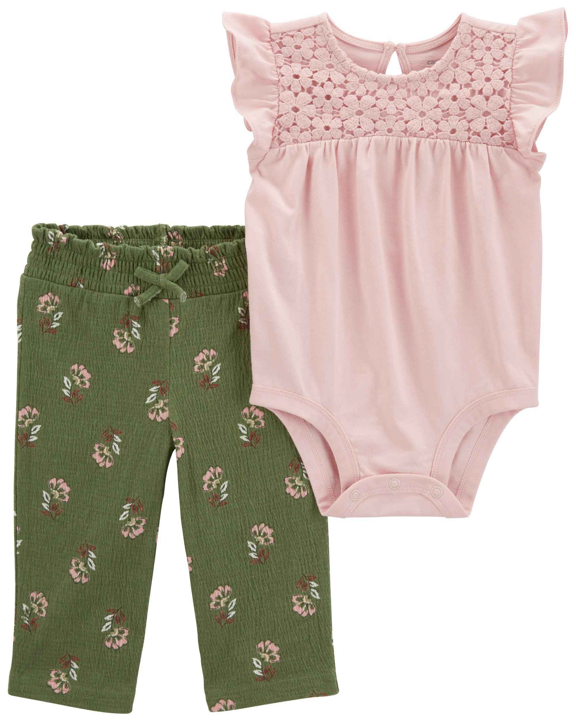 Carter's 2-Piece Flutter Bodysuit and Floral Pants Set