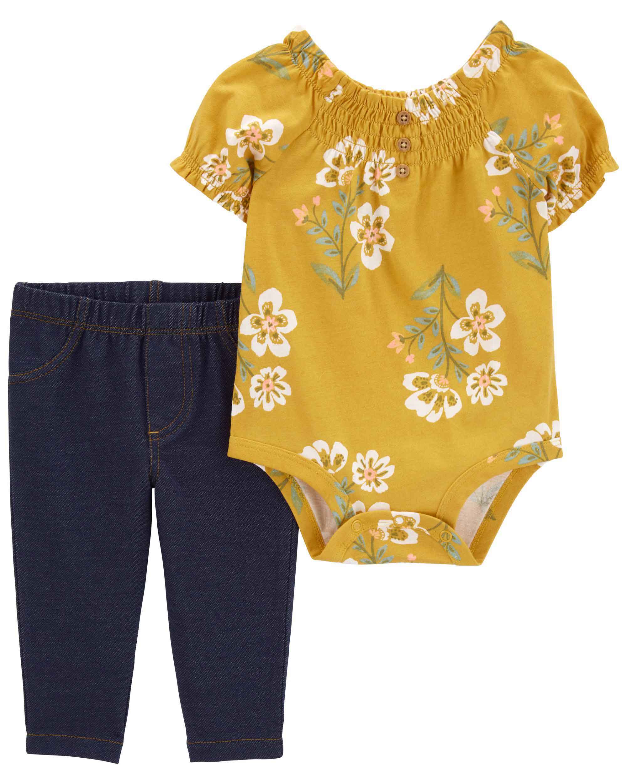 Carter's 2-Piece Floral Print Bodysuit and Pants Set