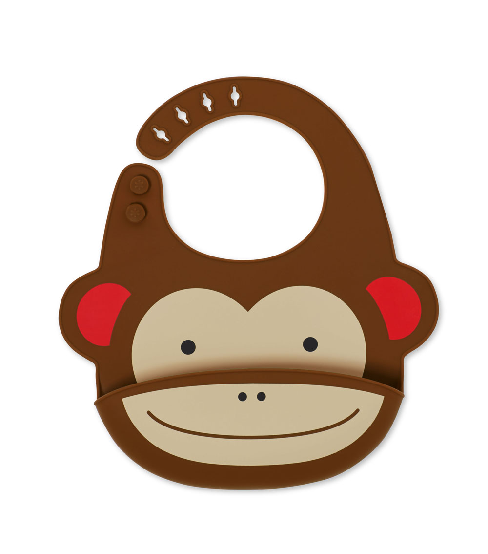 SKIP HOP Zoo Fold & Go Silicone Bib Monkey