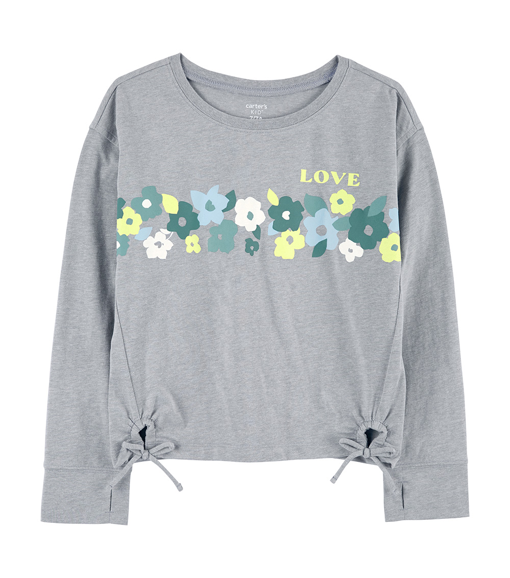 Carter's Floral Top - Grey