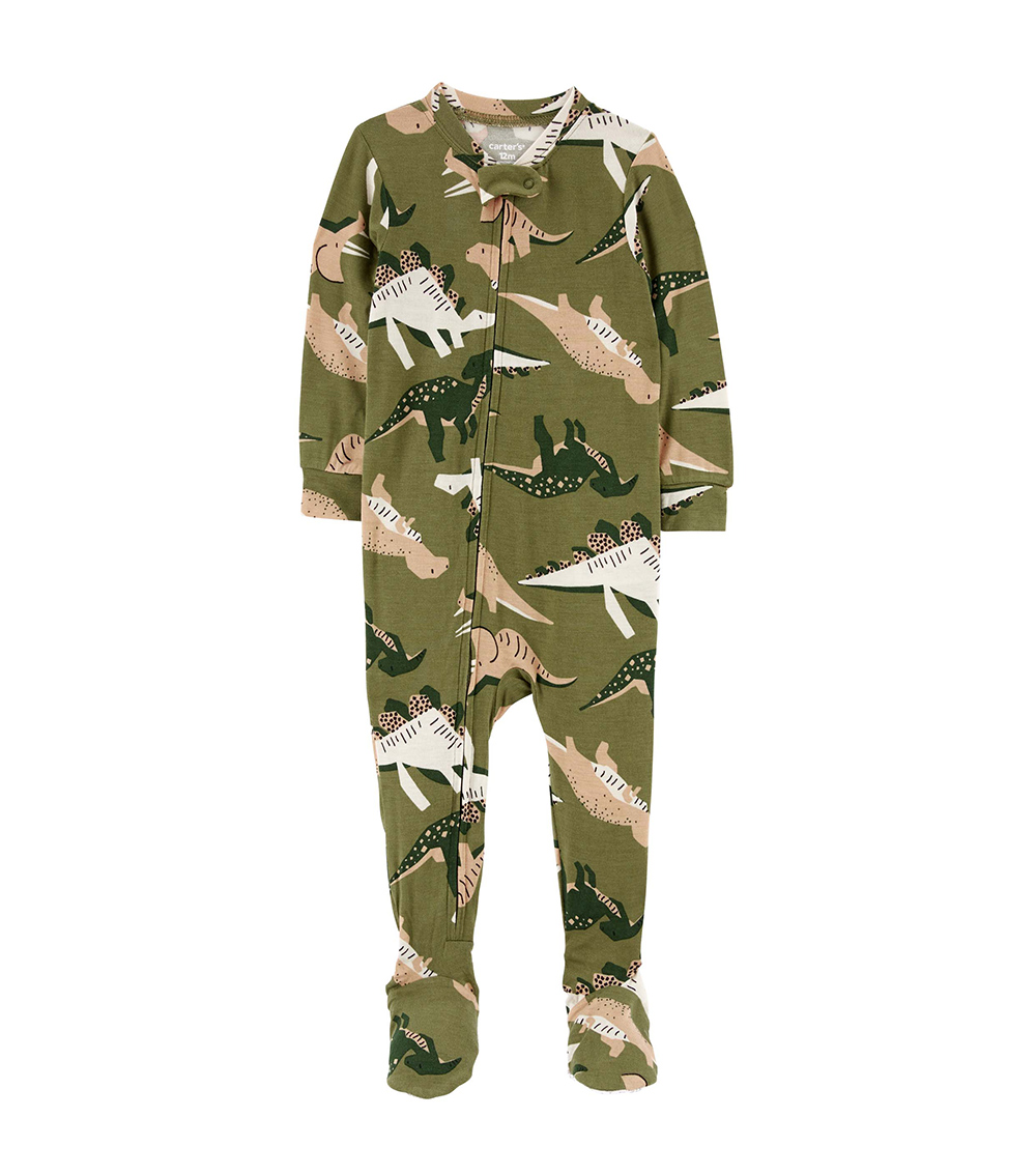 Carter's Green All Over Dinosaur Print PurelySoft Footie Pajamas
