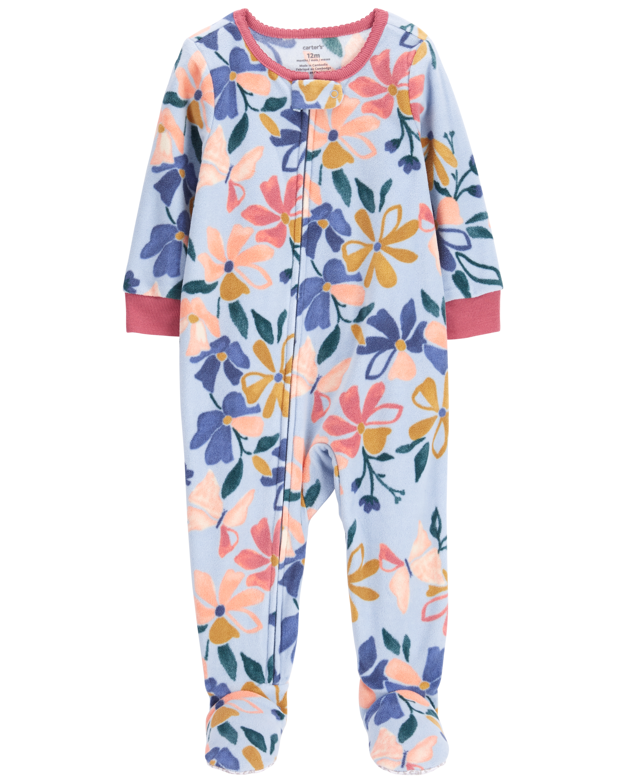Carter's 1 Piece Fleece Footed Floral Pajama