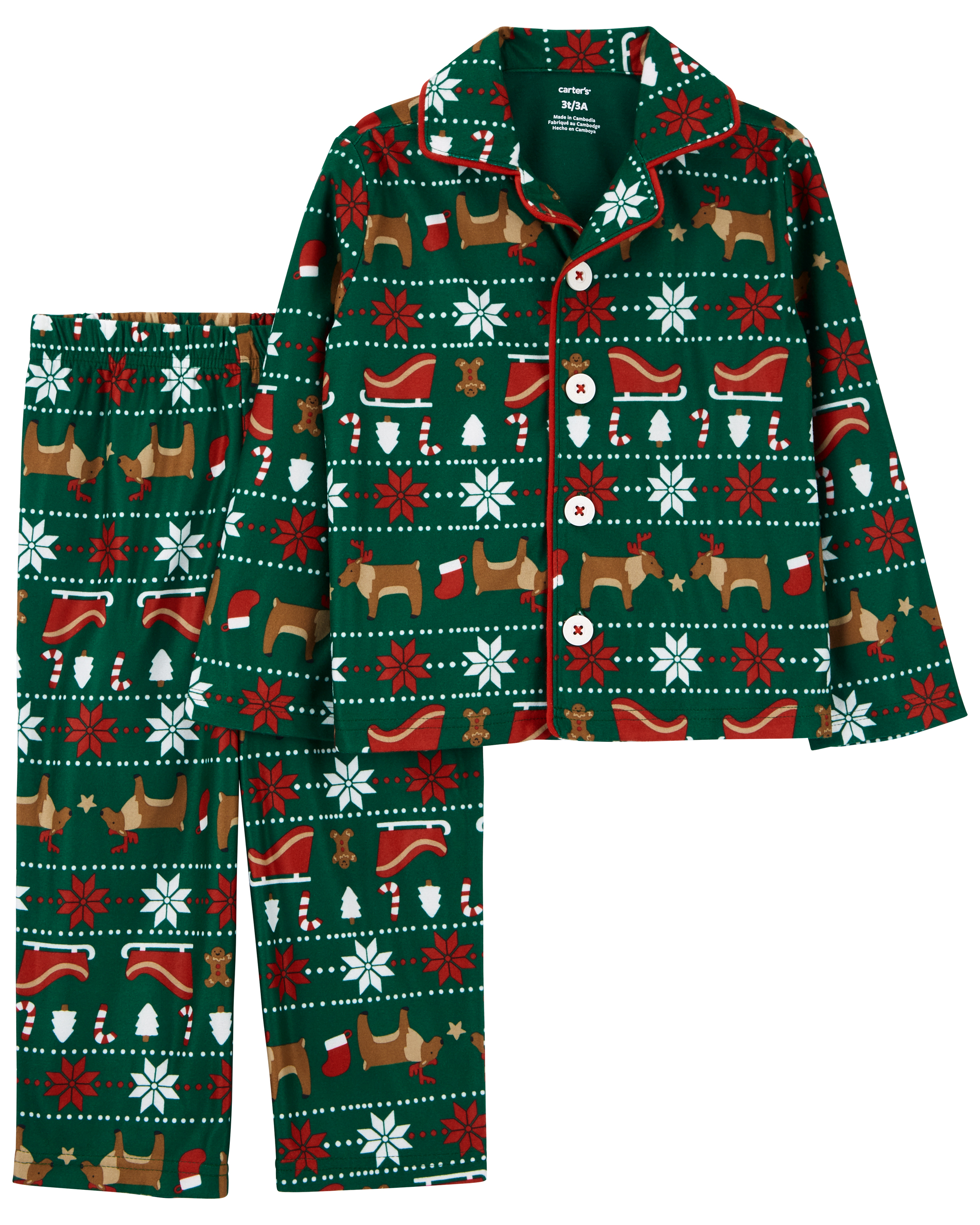 Oshkosh FA23 TN 2pc Fleece Coat Green Fairisle