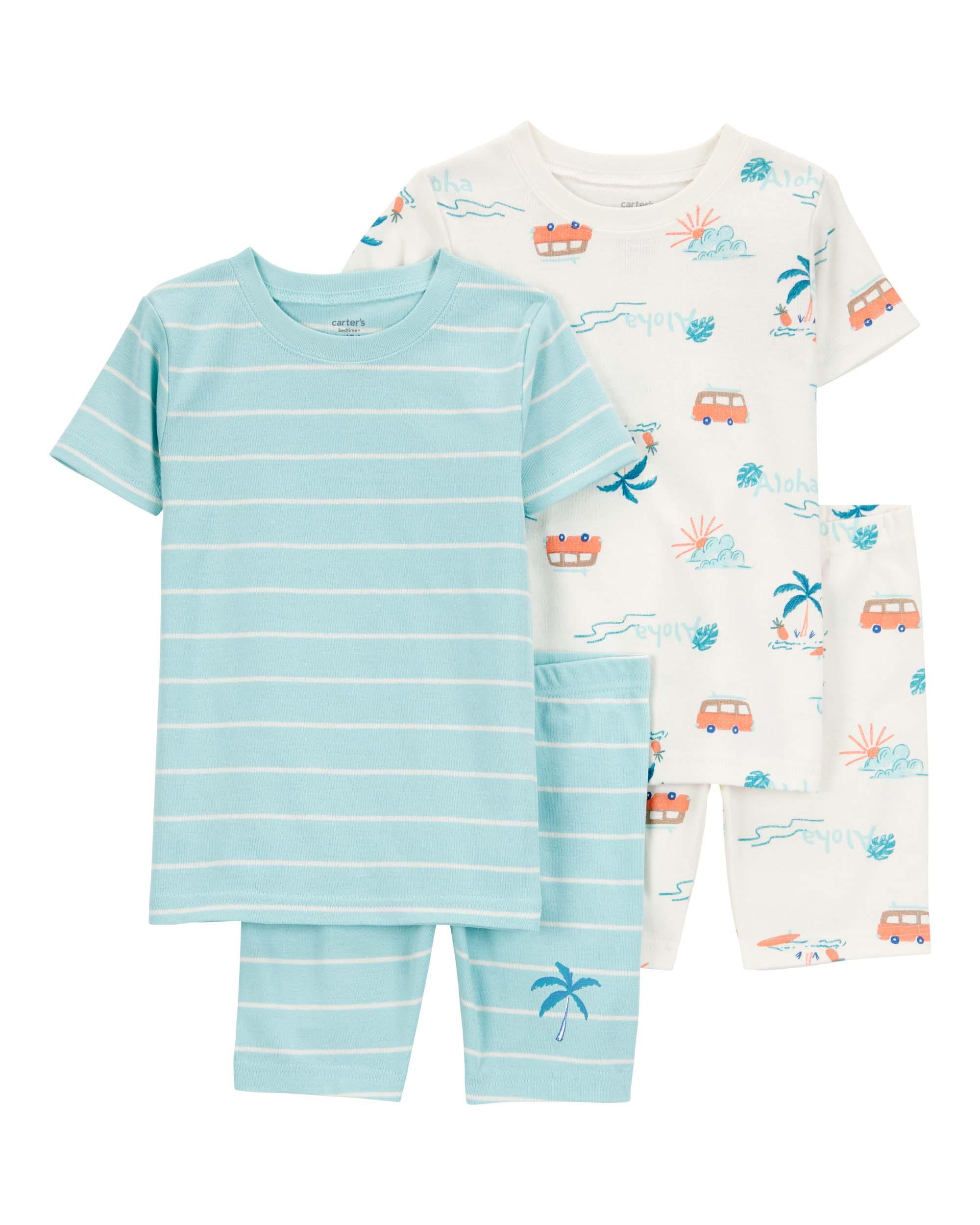Carter's Toddler Palm Tree Print Snug Fit 4-Piece Pajamas - Green