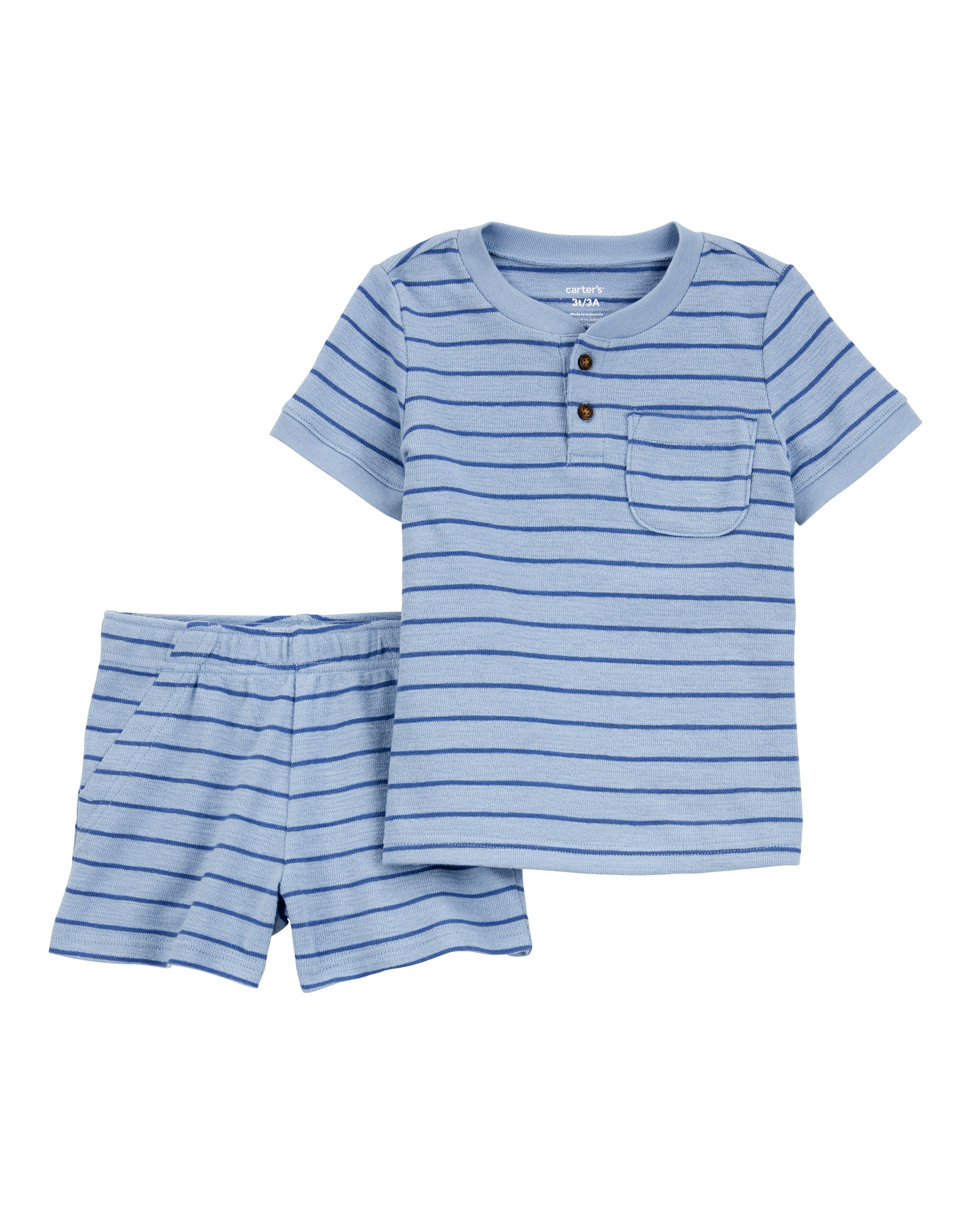 Carter's Striped Henley Tee and Shorts Set