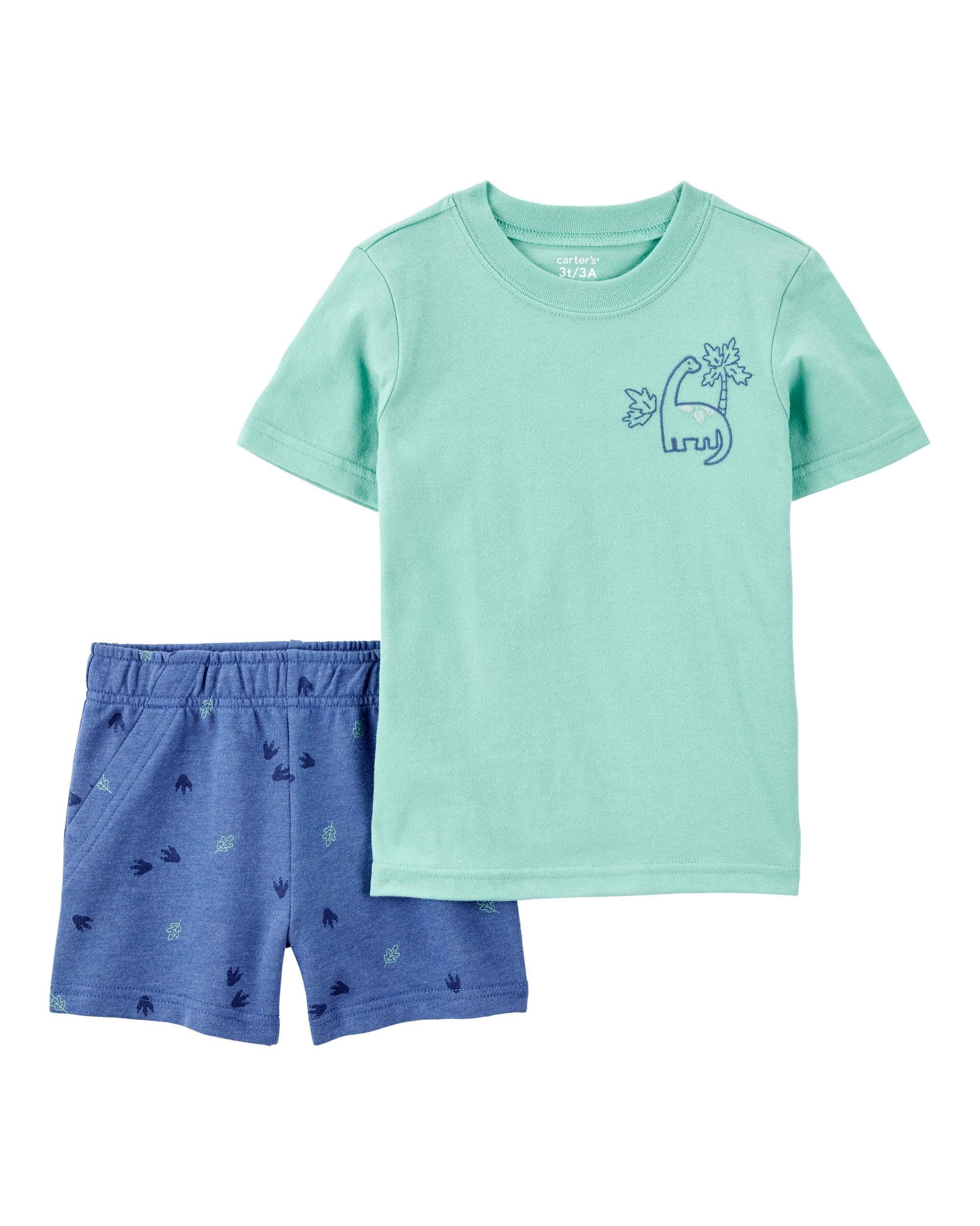 Carter's Toddler 2-Piece Dinosaur Printed Outfit Set - Green & Navy